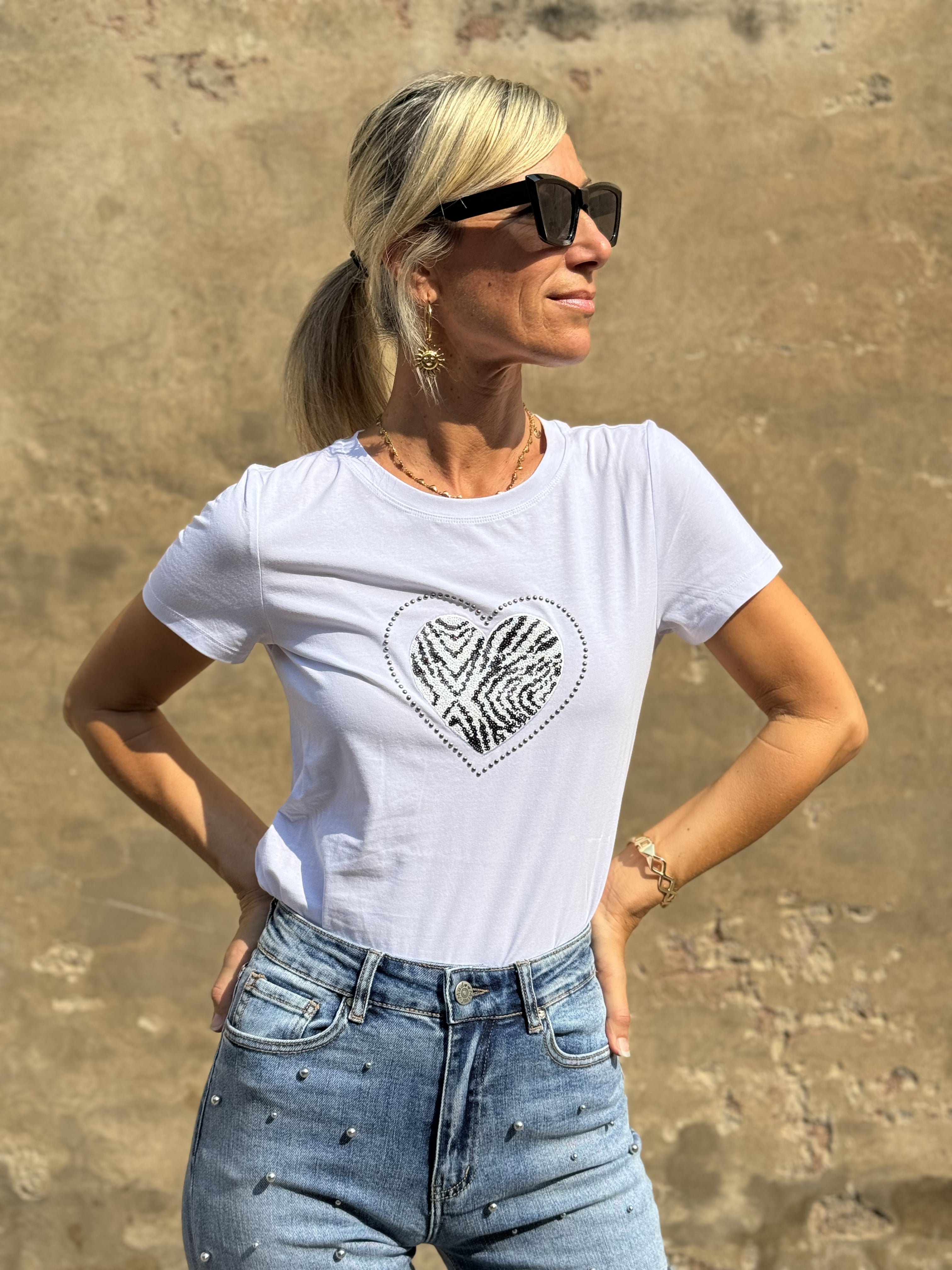 Tshirt Cuore Zebrato