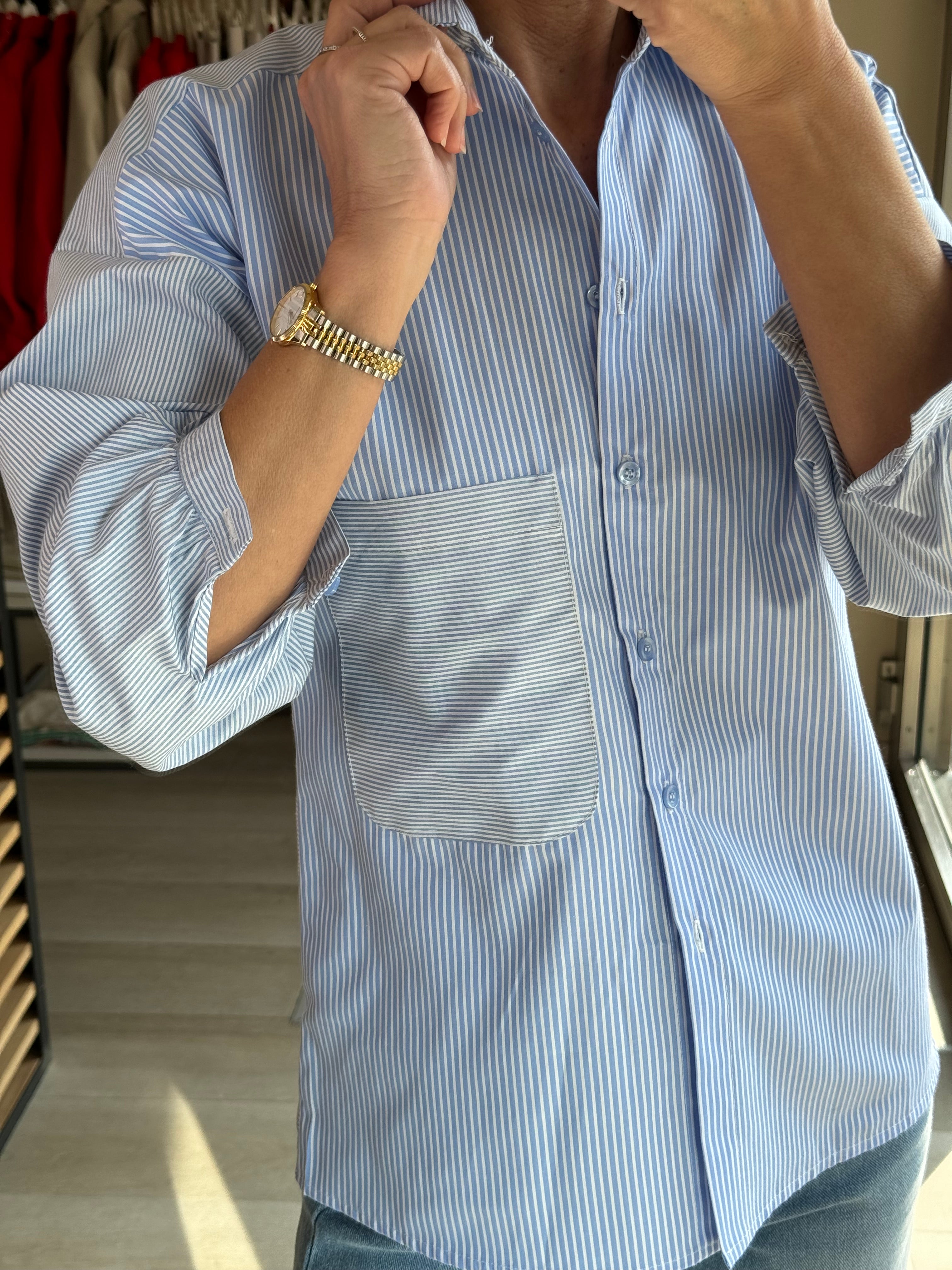 Camicia Gessata Azzurra