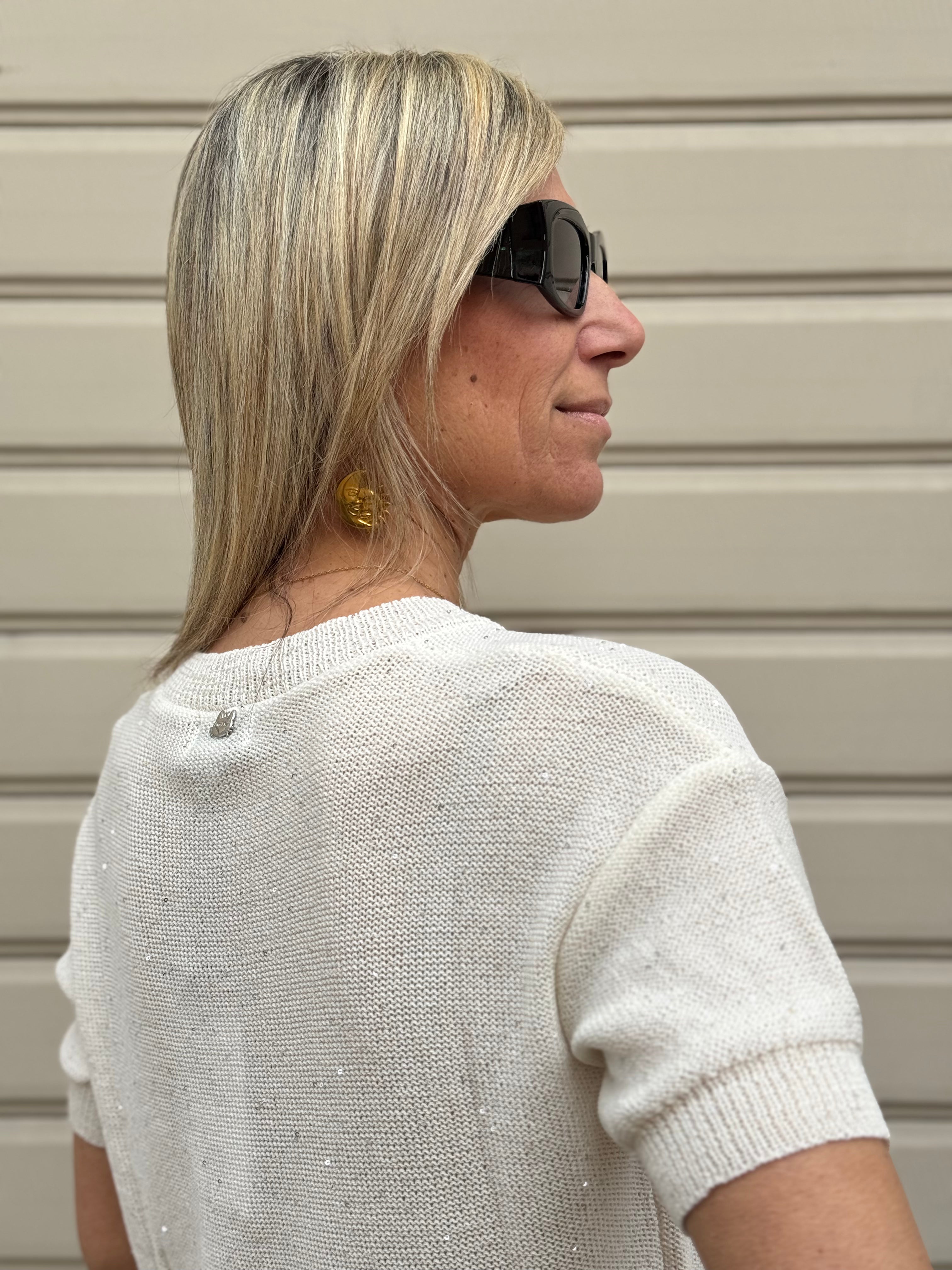 Maglia manica corta micro paillettes mimì