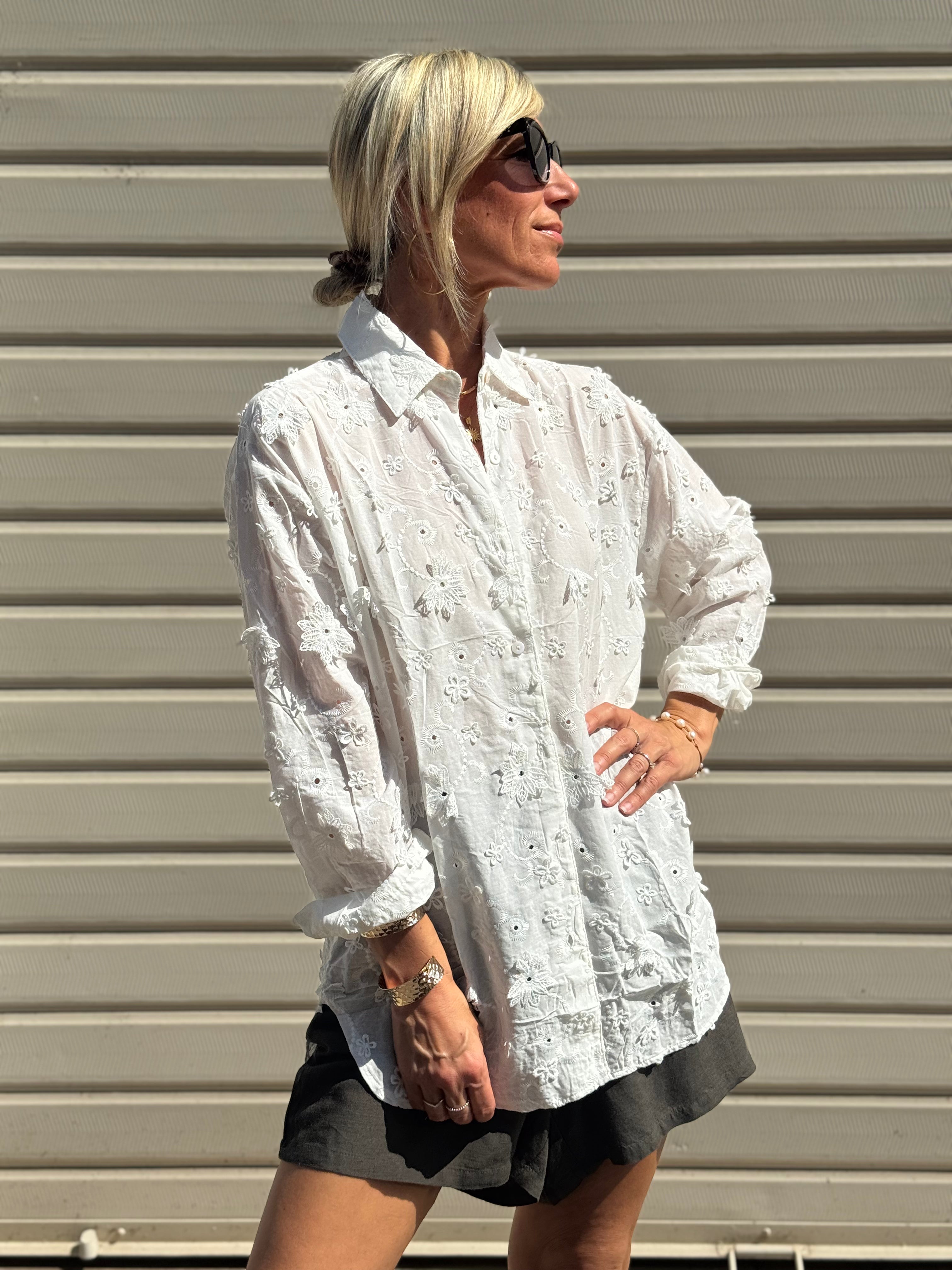 Camicia Cotone Ricami