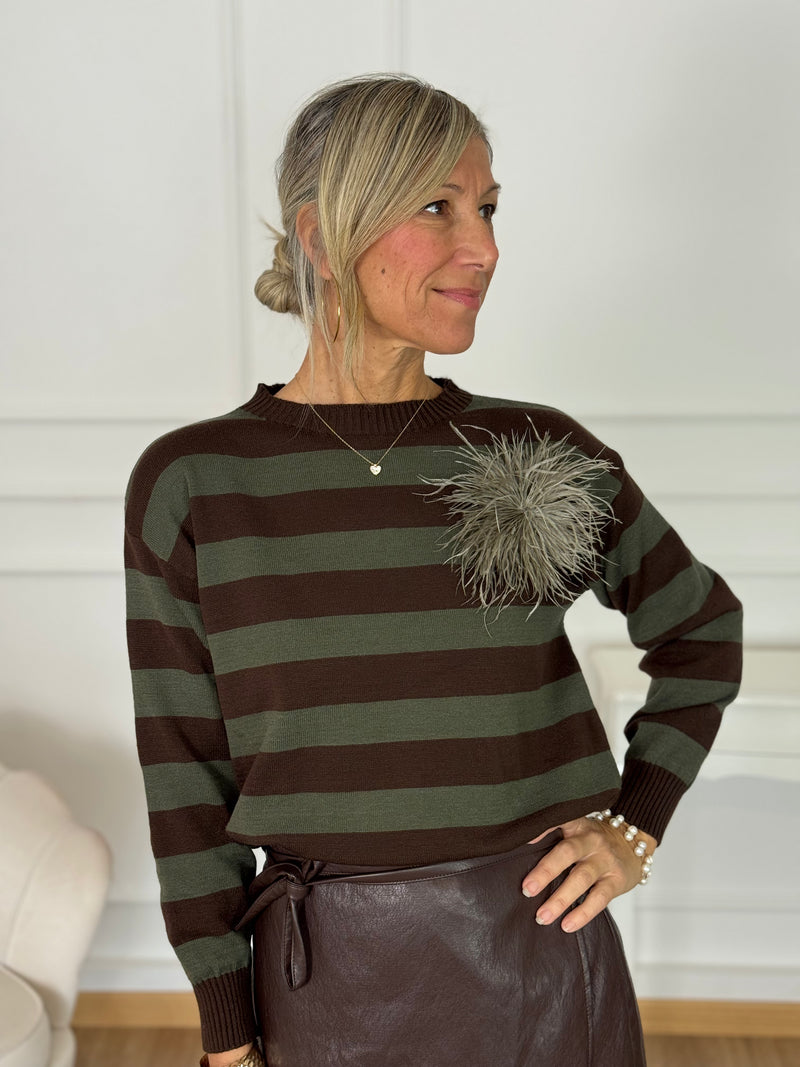 Maglia righe spilla adora