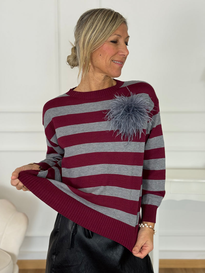 Maglia righe spilla adora
