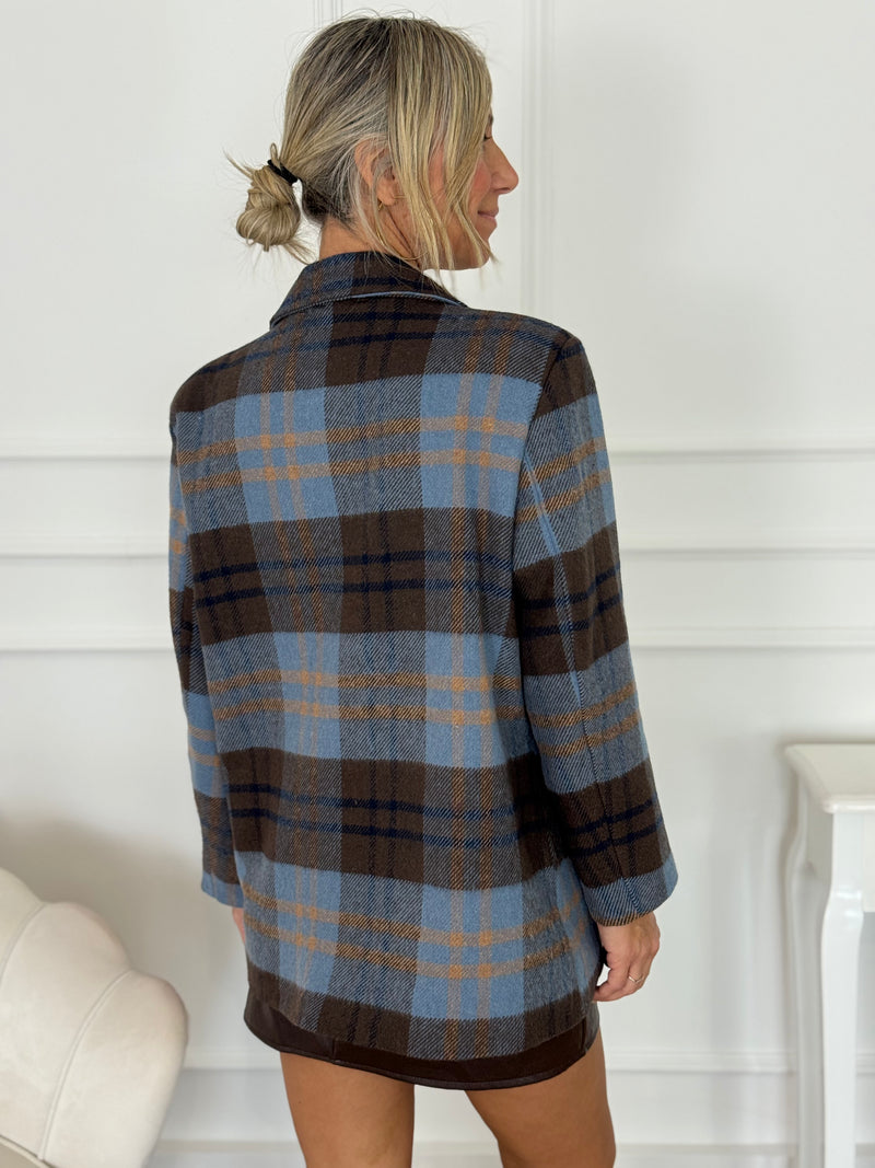 Giacca check azzurra adora