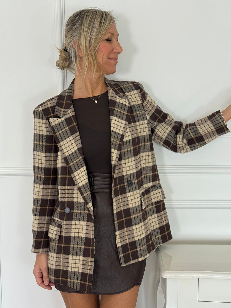 Giacca check beige adora