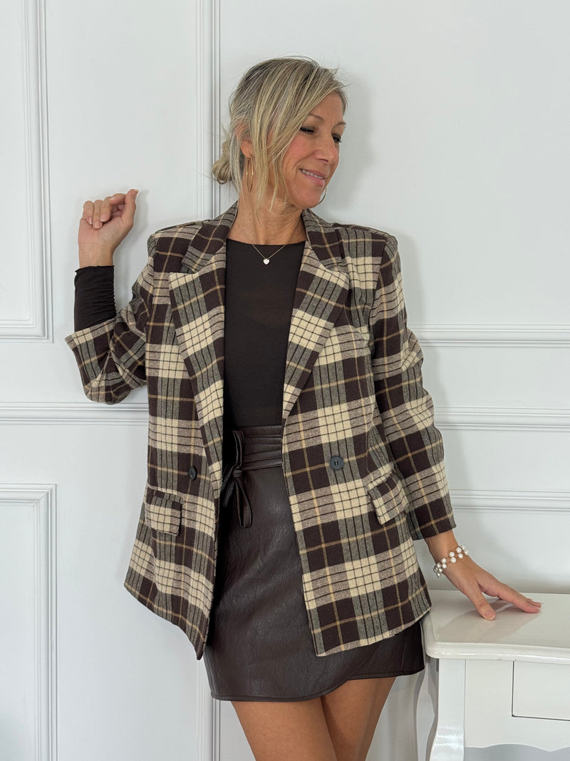 Giacca check beige adora