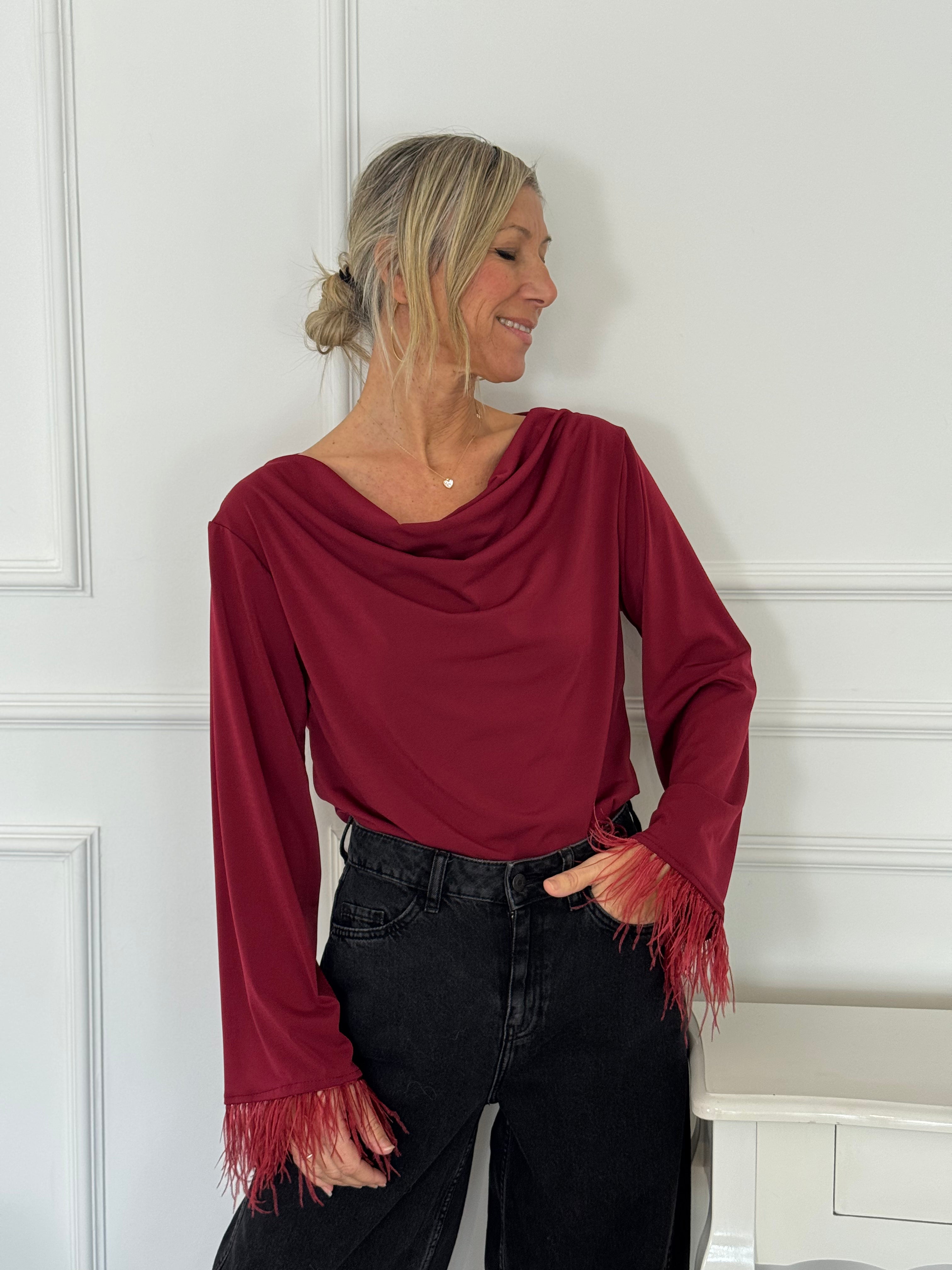 Maglia maniche piume adora