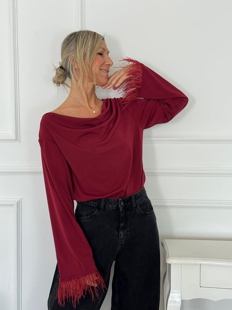Maglia maniche piume adora