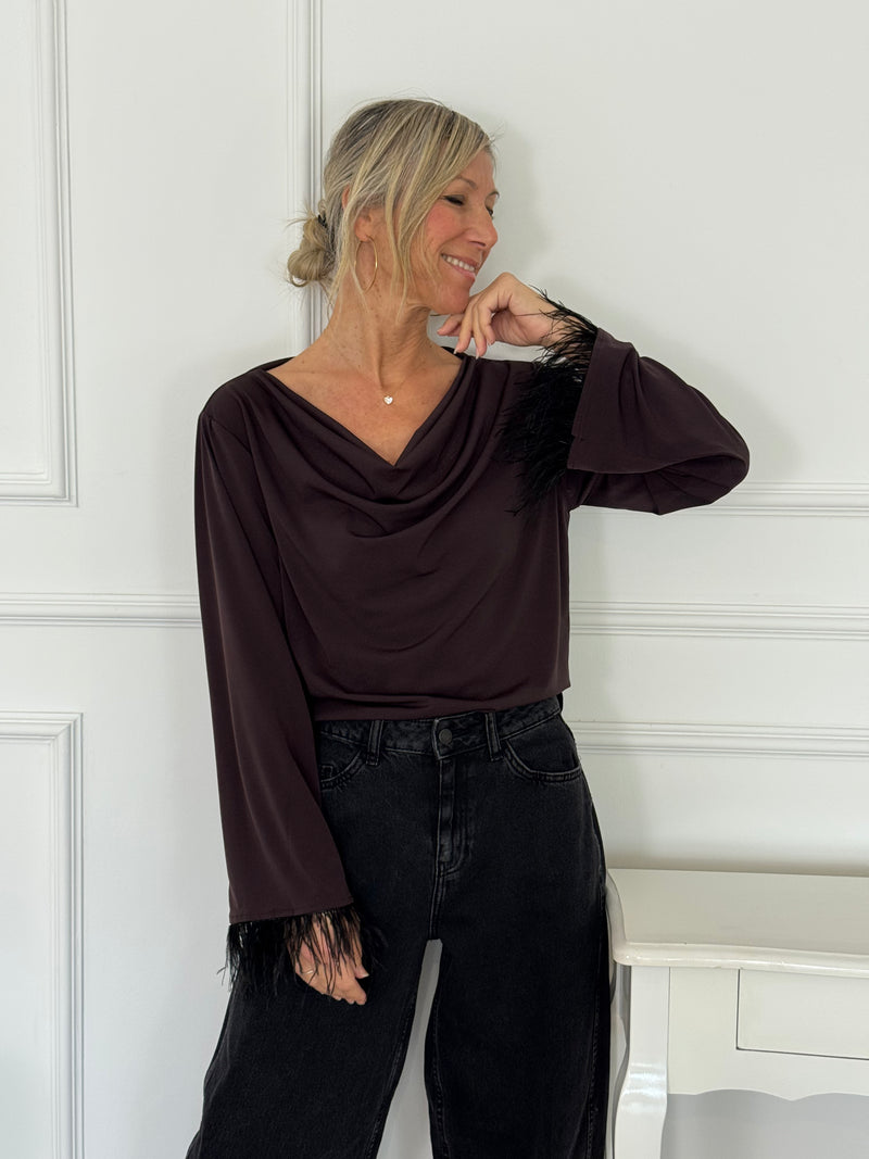 Maglia maniche piume adora