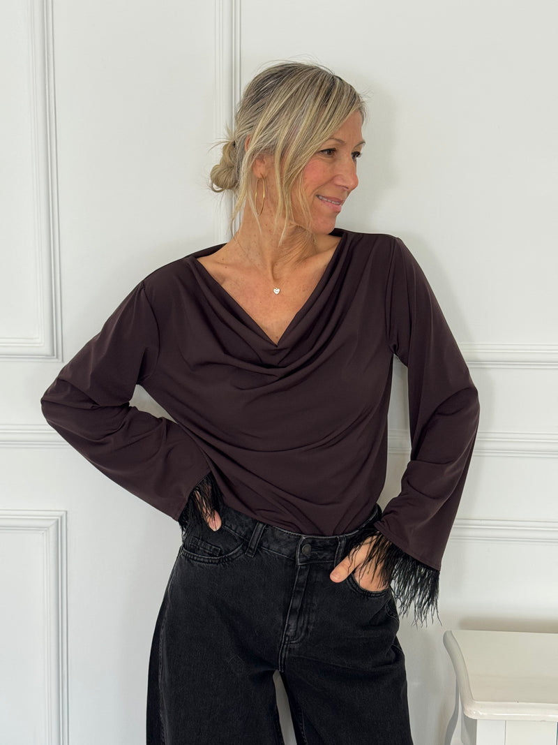 Maglia maniche piume adora