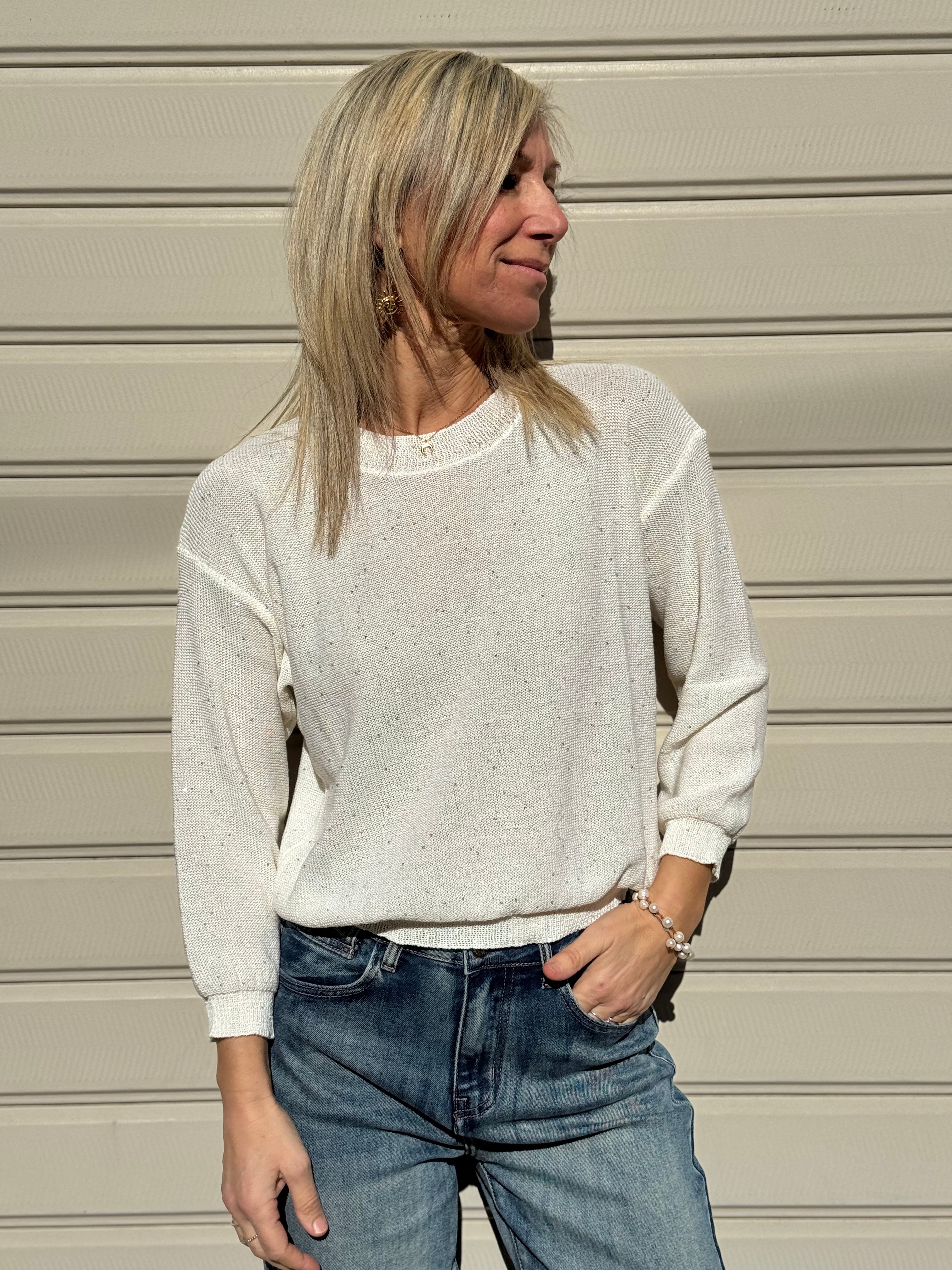 Maglia manica 3/4 micro paillettes mimì