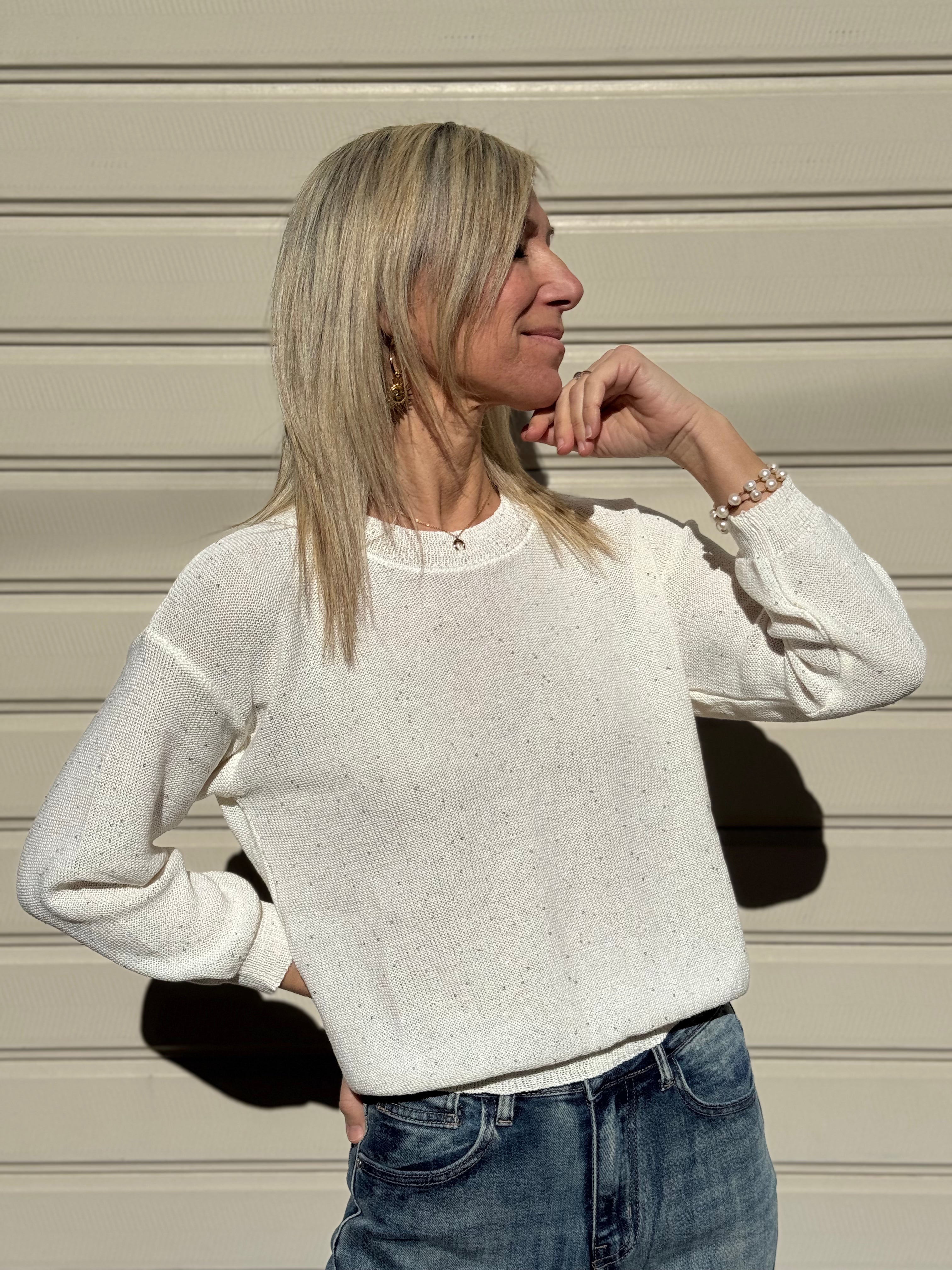 Maglia manica 3/4 micro paillettes mimì