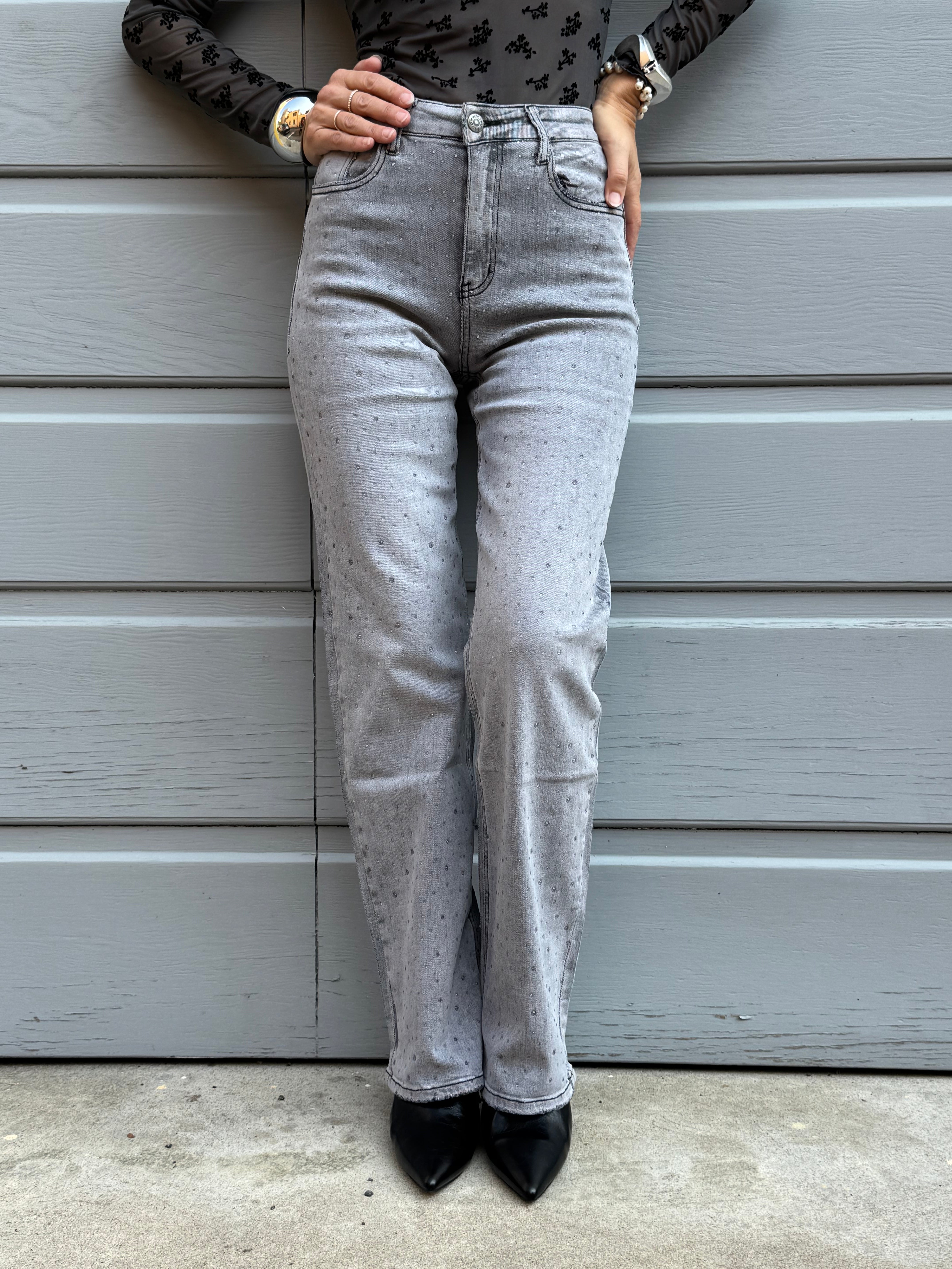 Jeans strass trasparenti mimì