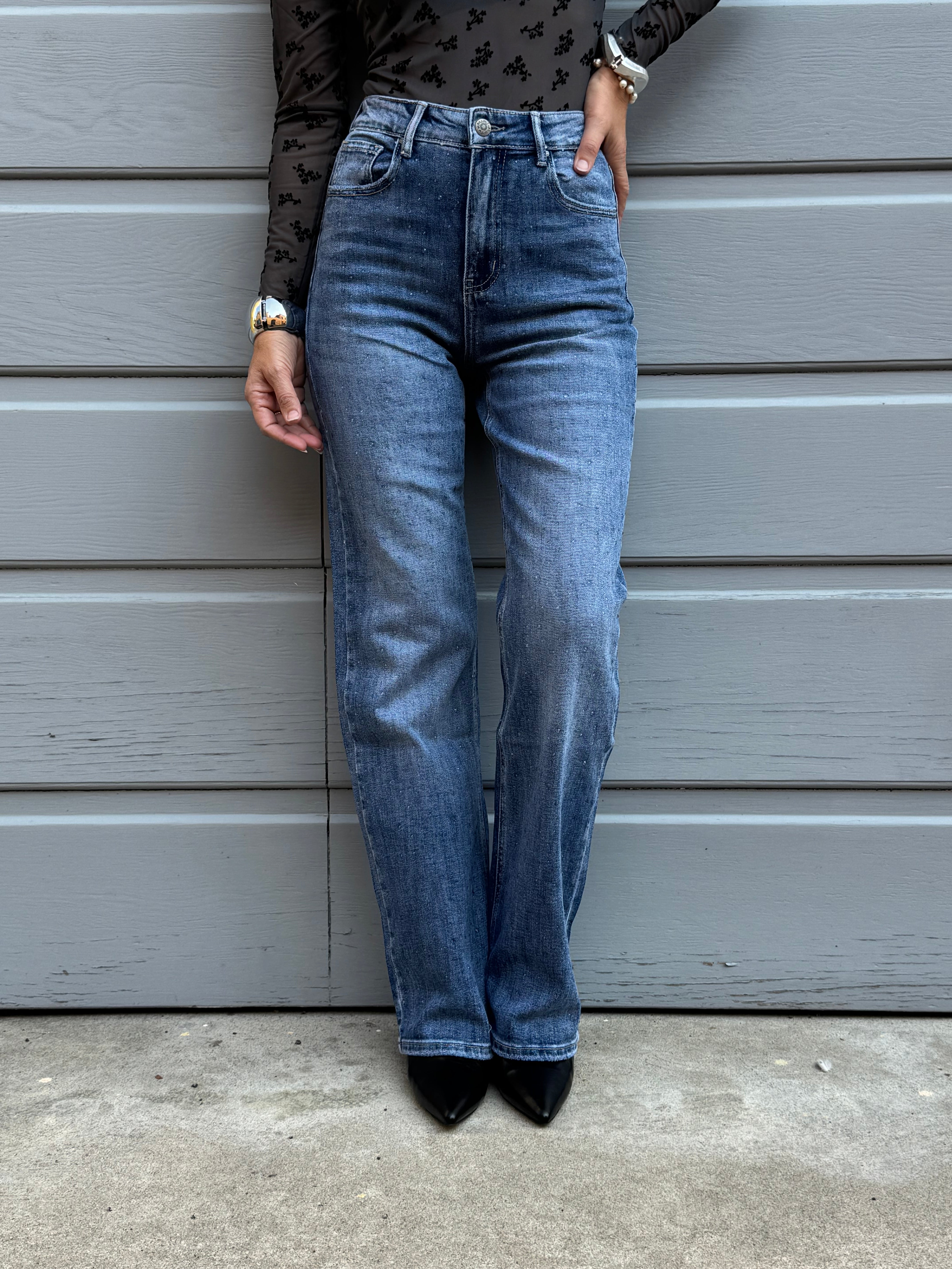 Jeans strass trasparenti mimì