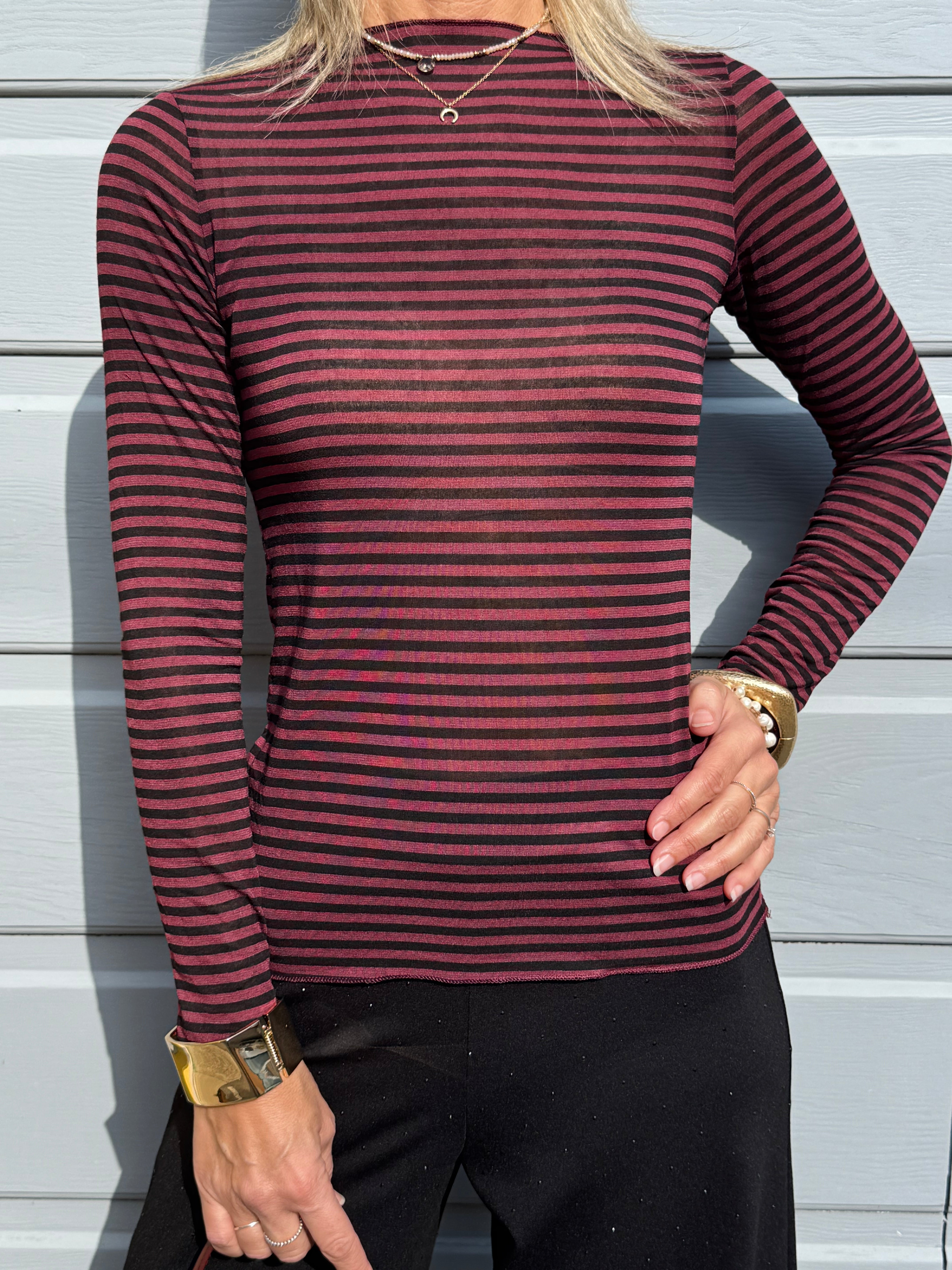 Maglia scollo barca righe adora