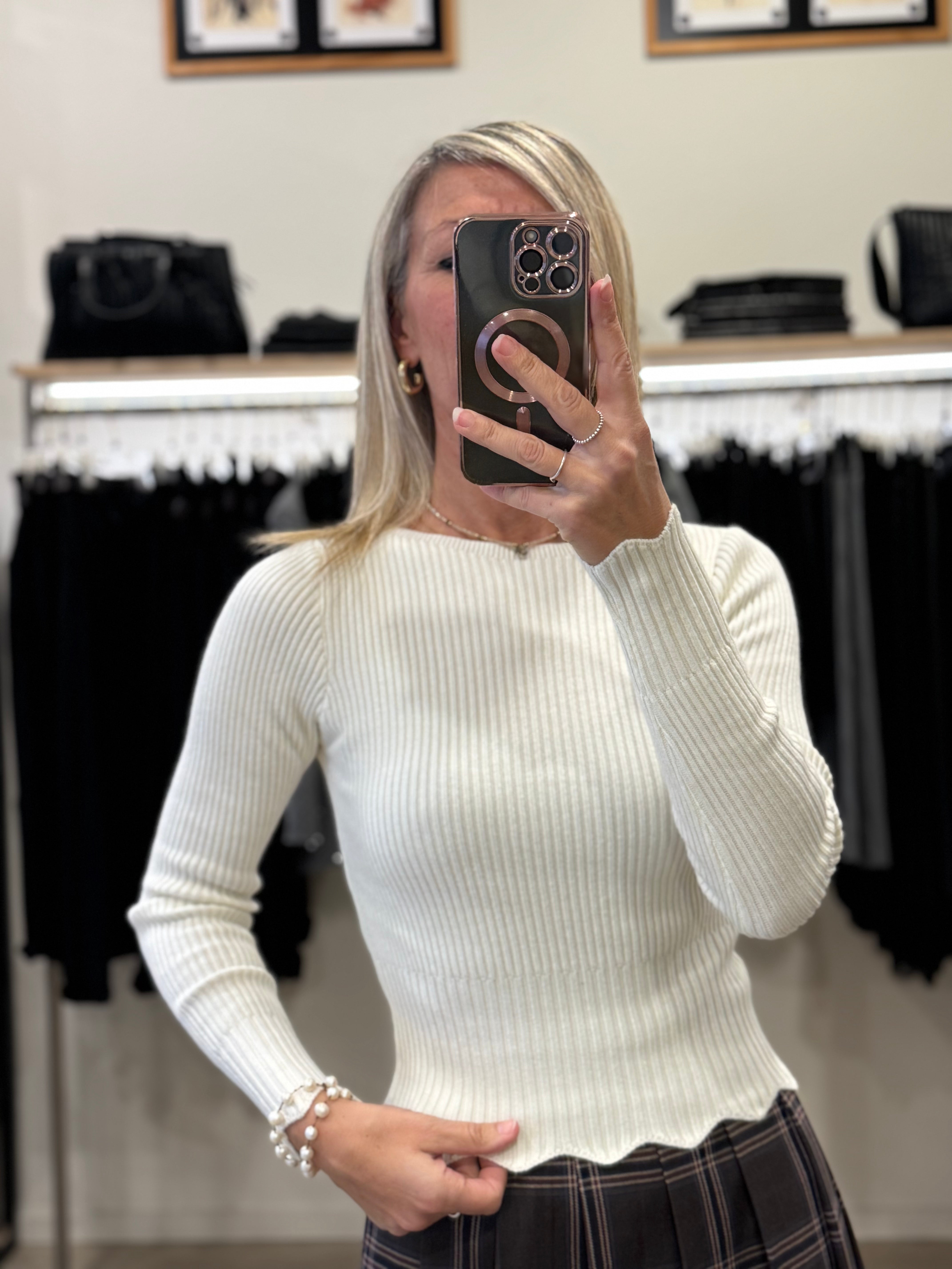 Maglia costine merletto