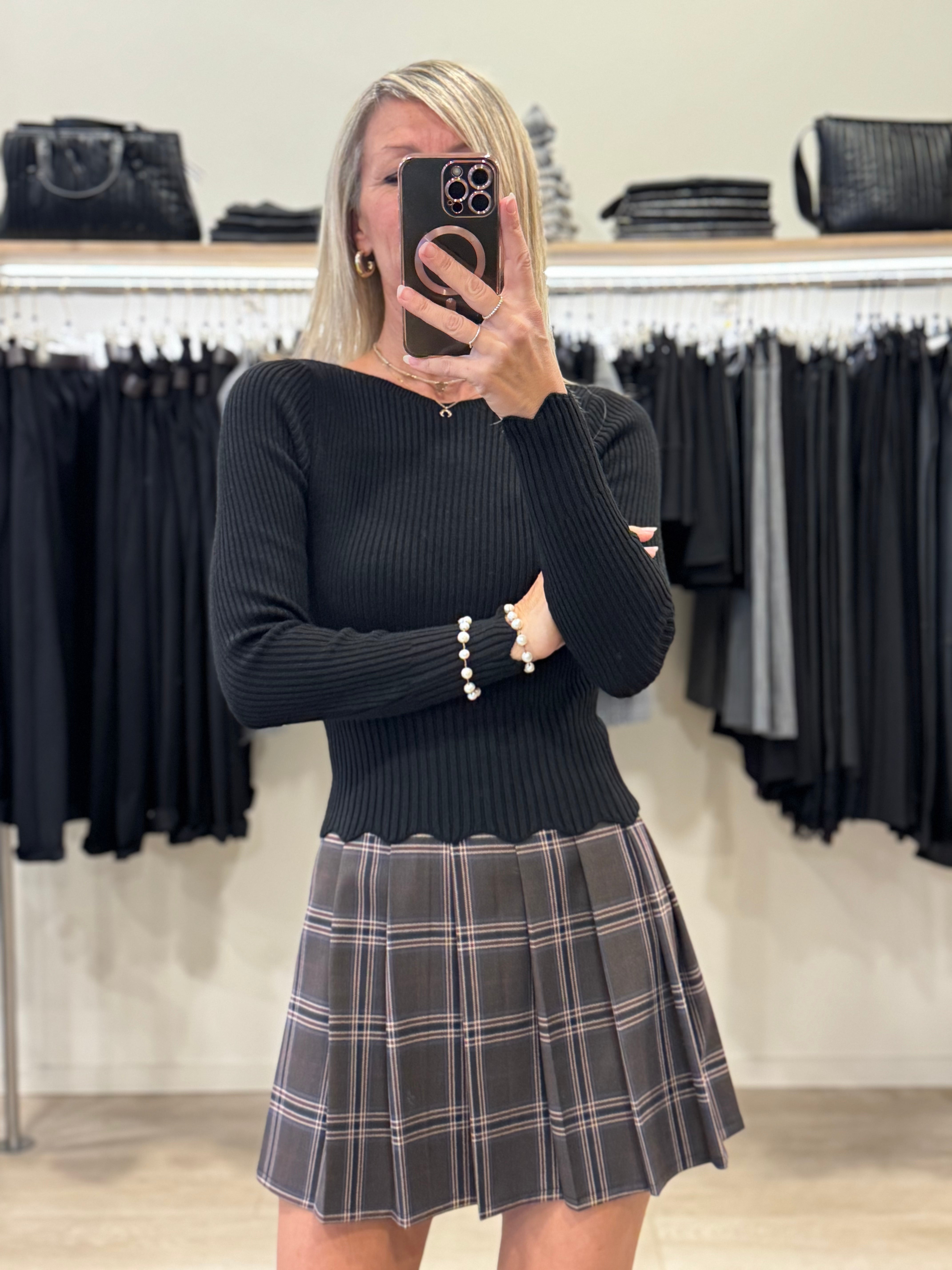 Maglia costine merletto