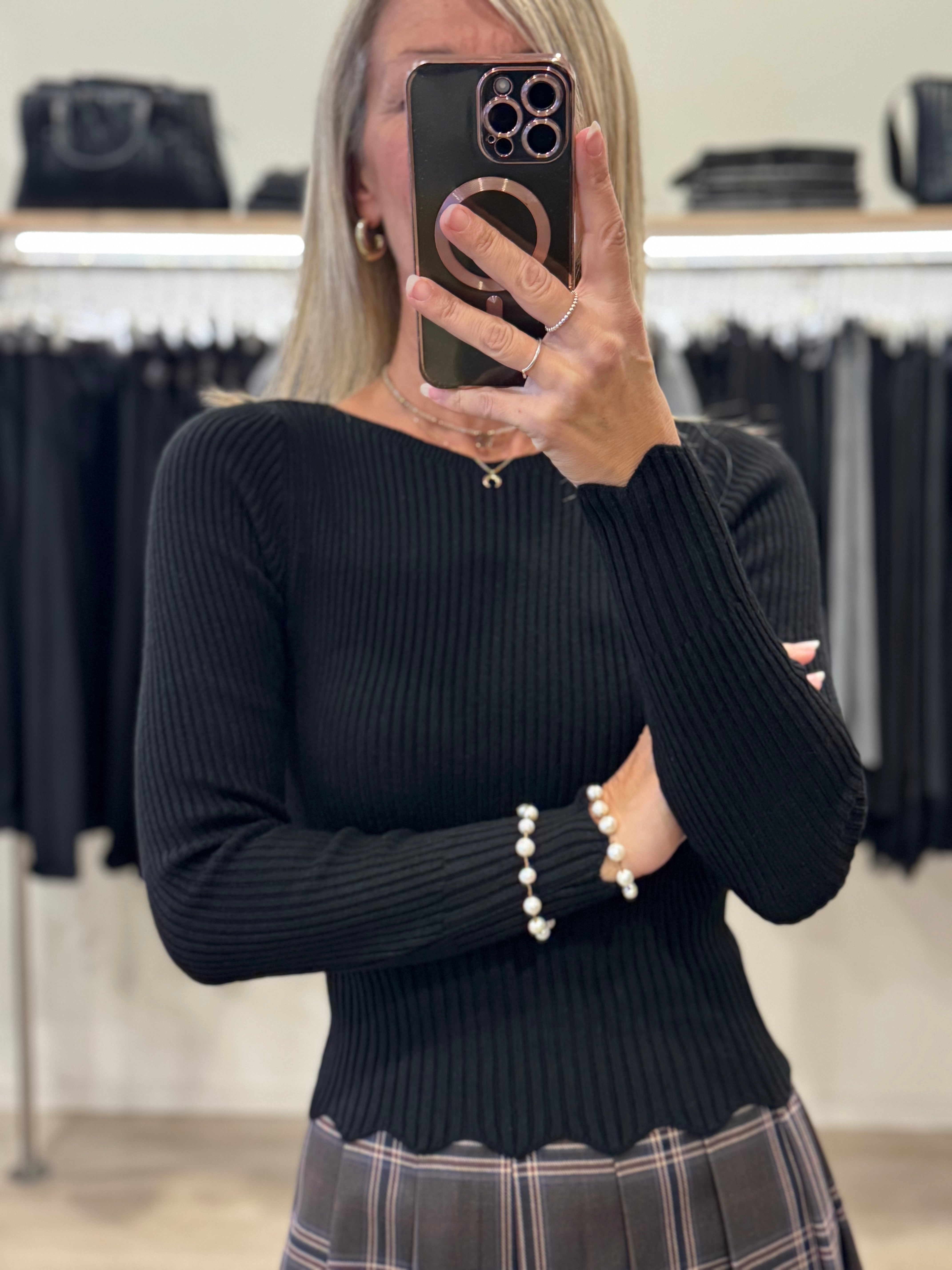 Maglia costine merletto