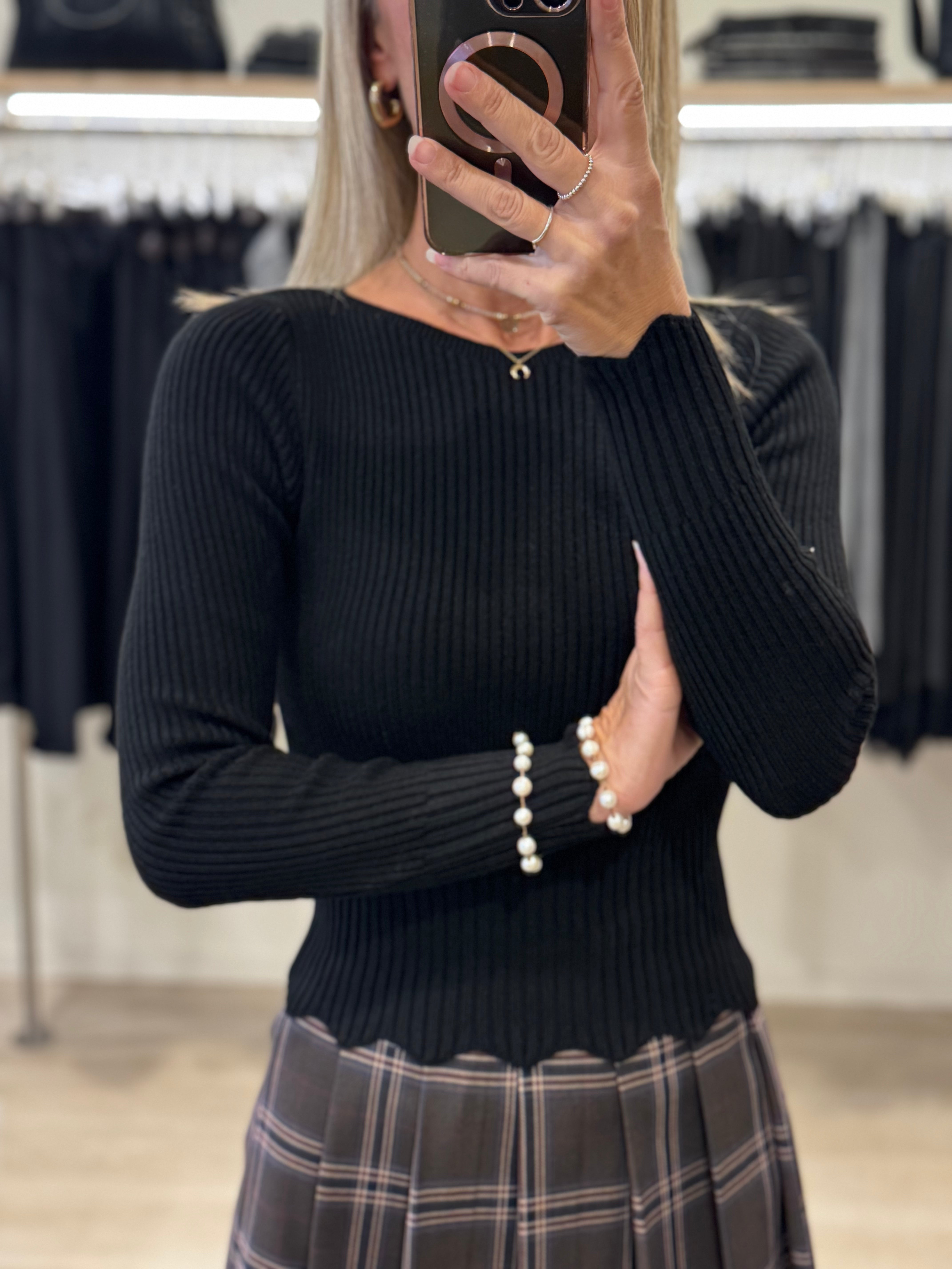 Maglia costine merletto