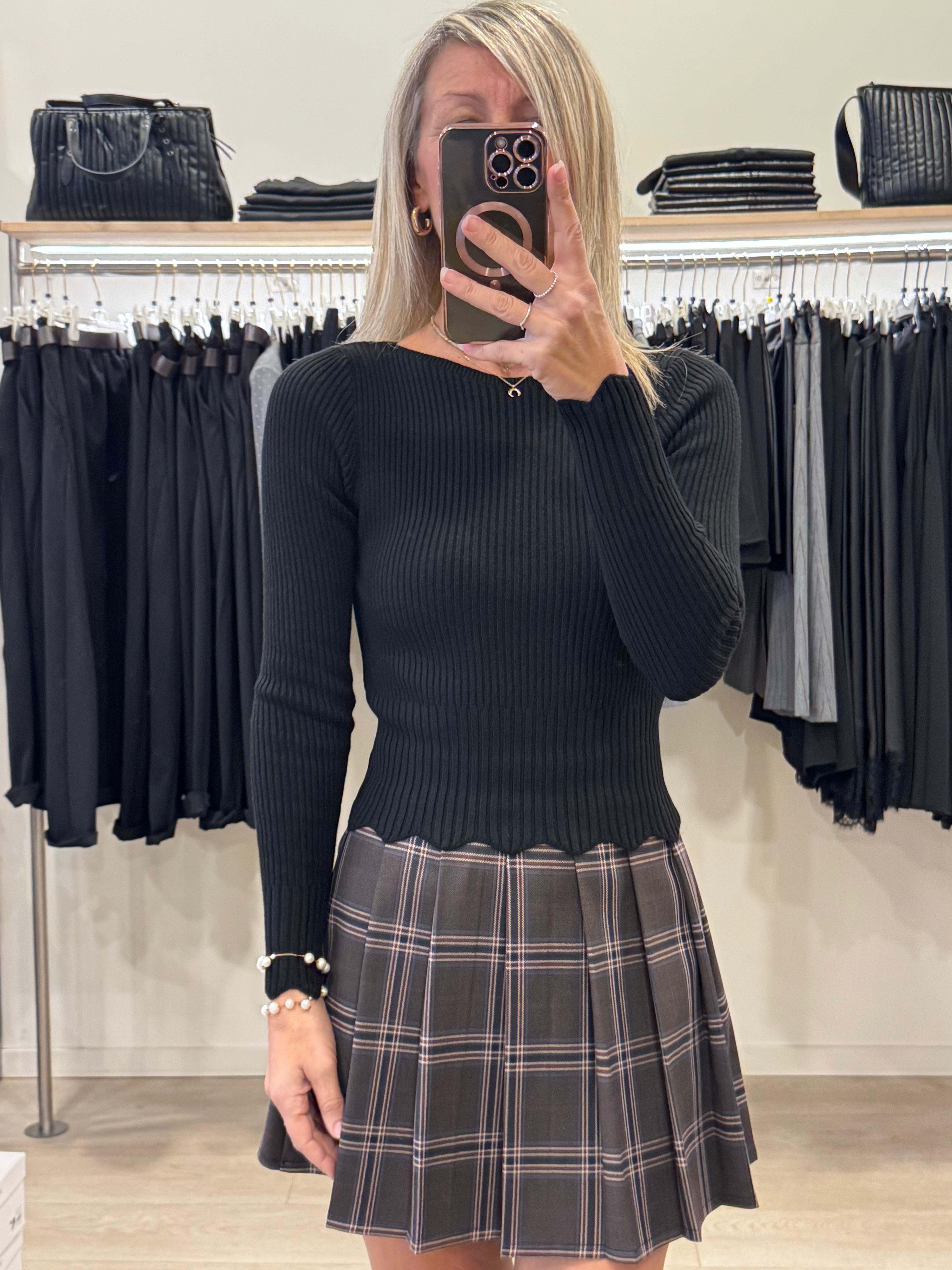 Maglia costine merletto