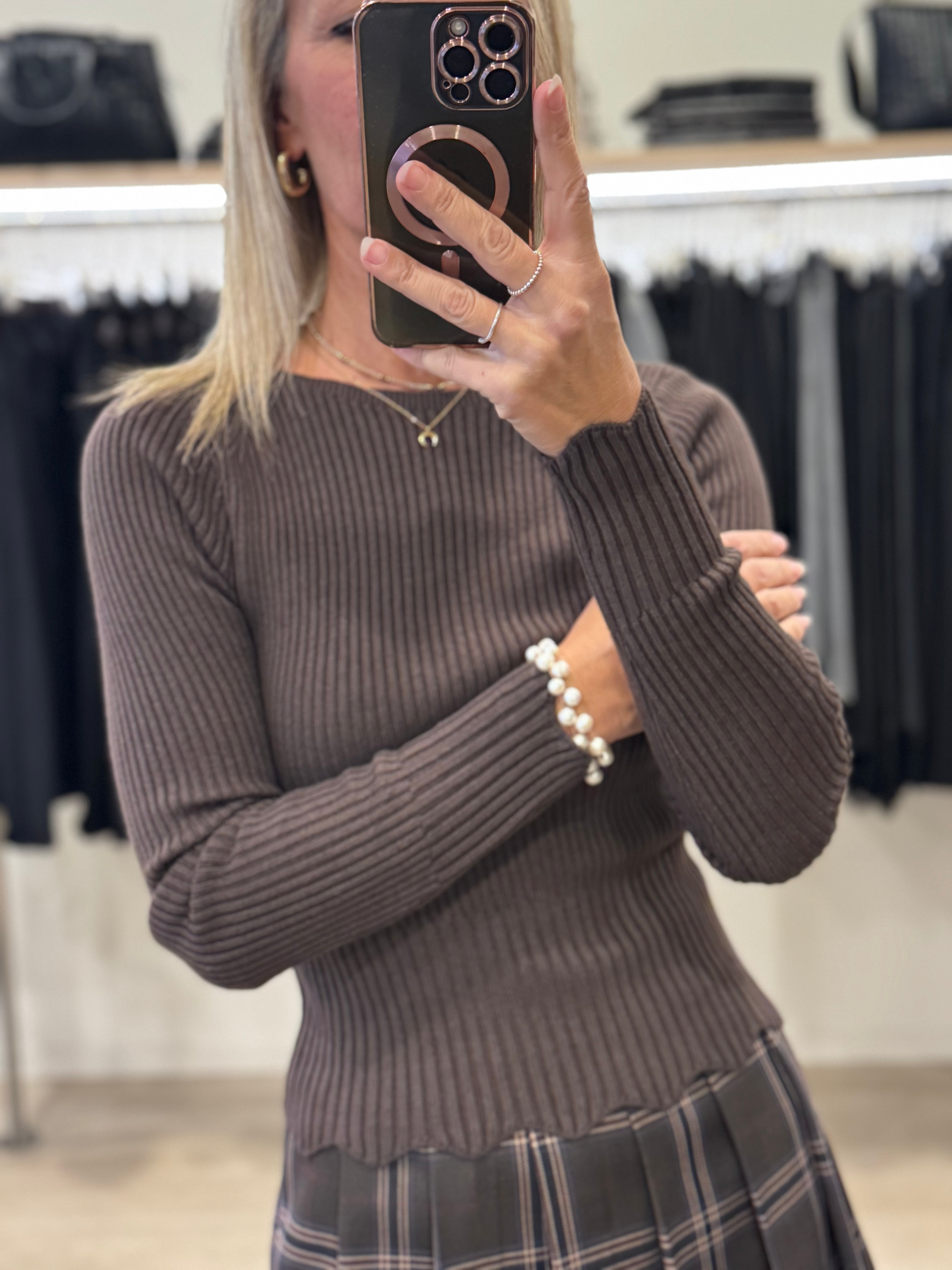 Maglia costine merletto