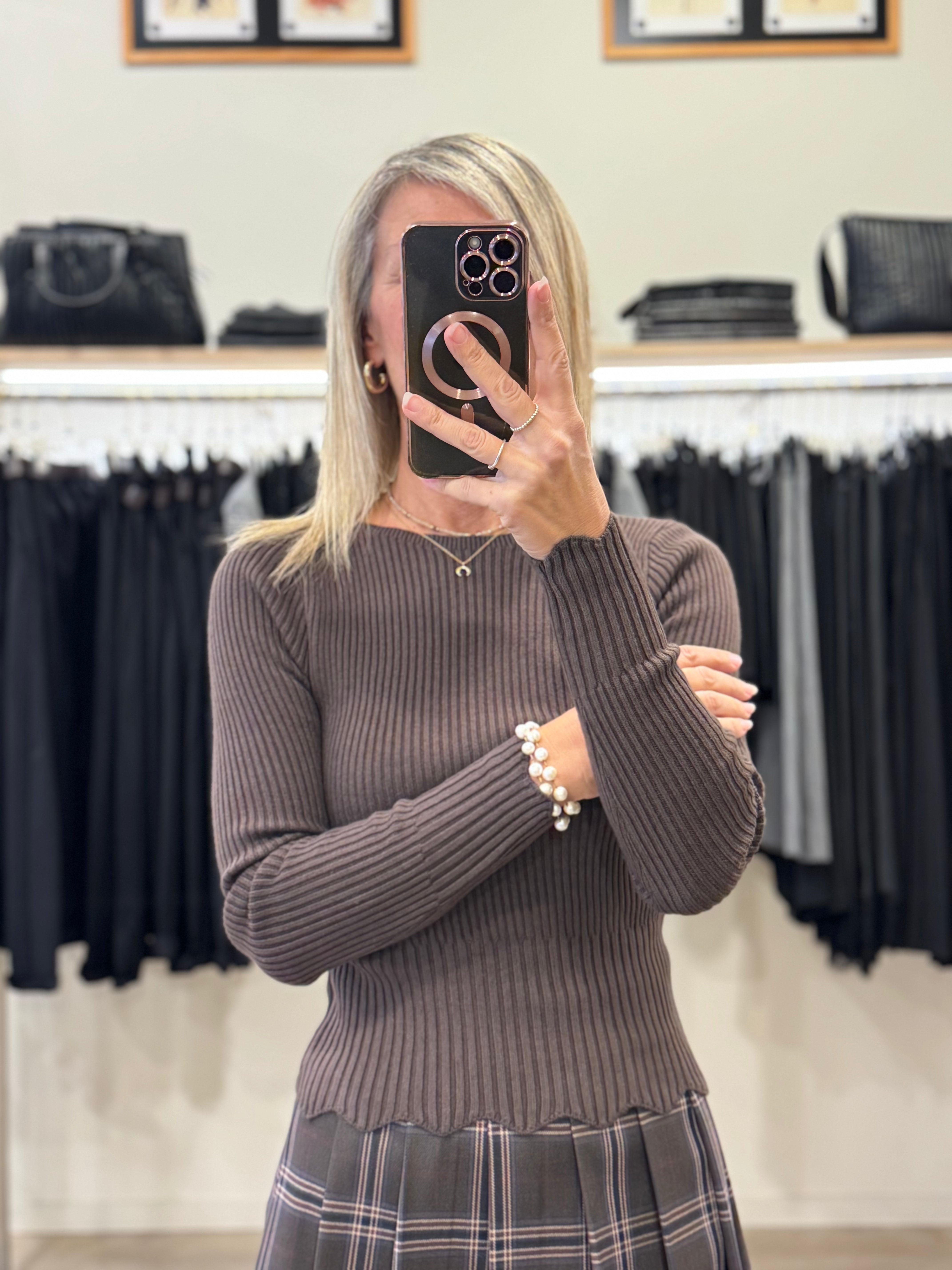 Maglia costine merletto