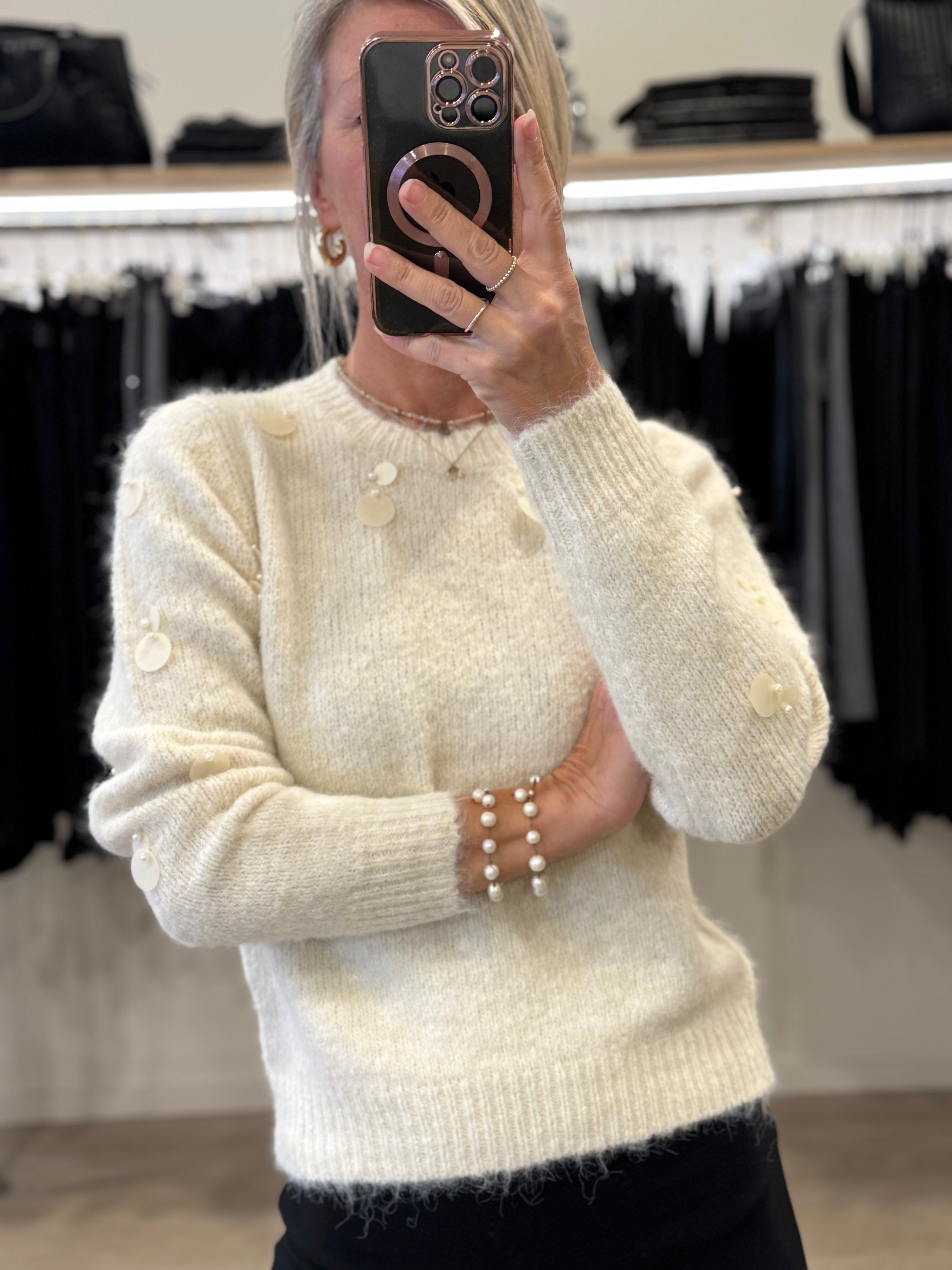 Girocollo lana maxi paillettes