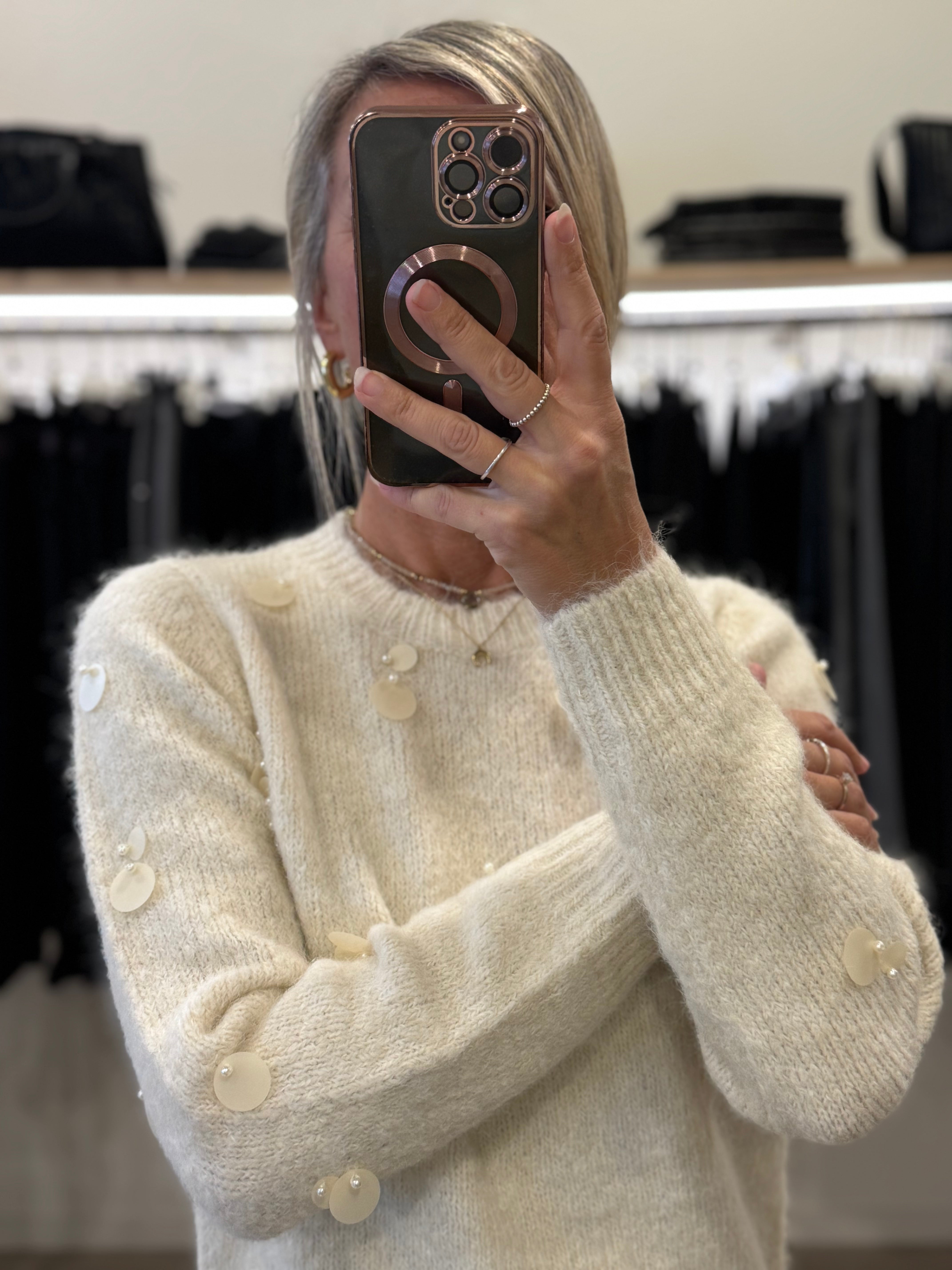 Girocollo lana maxi paillettes