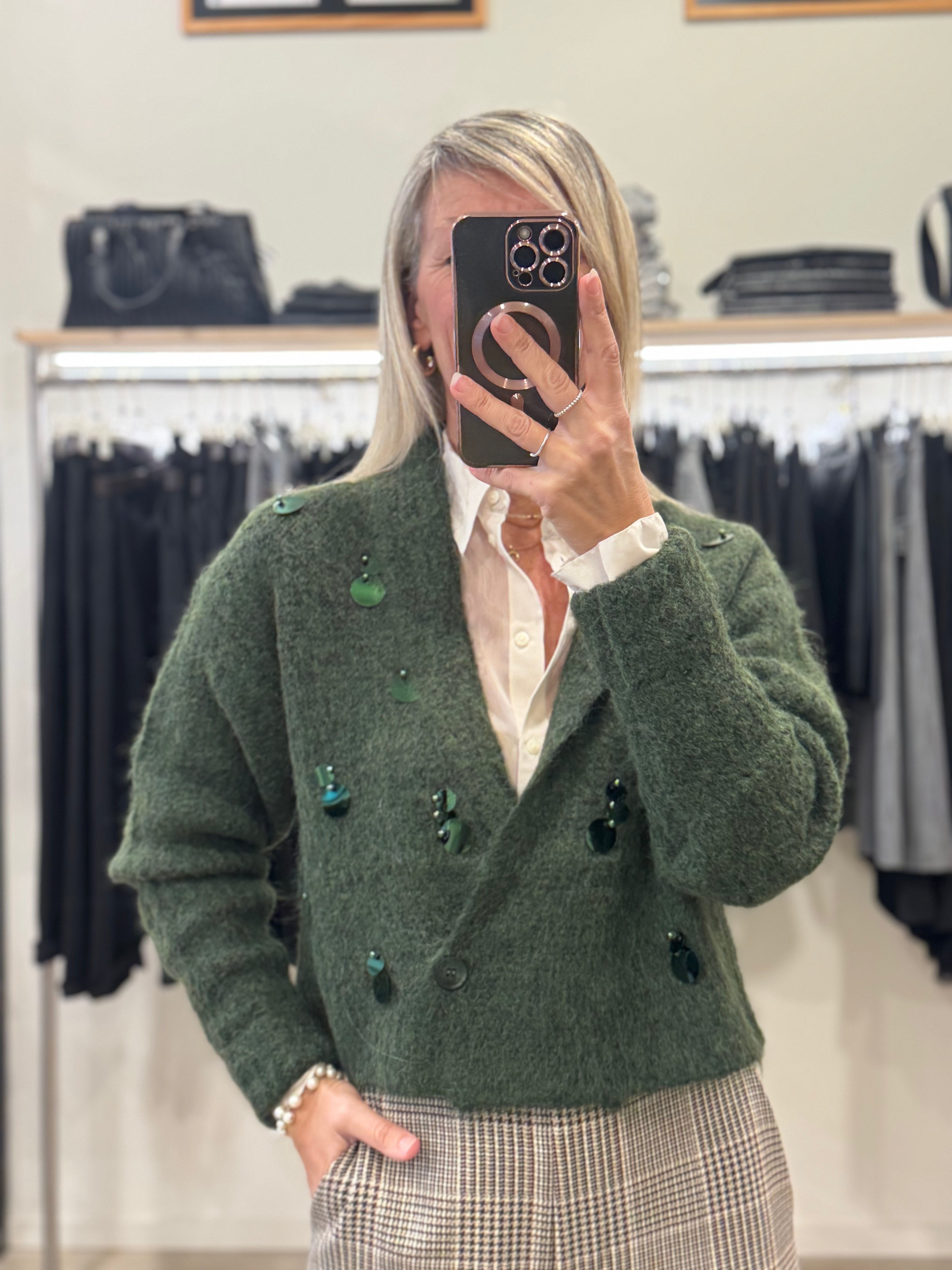 Cardigan lana maxi pillettes