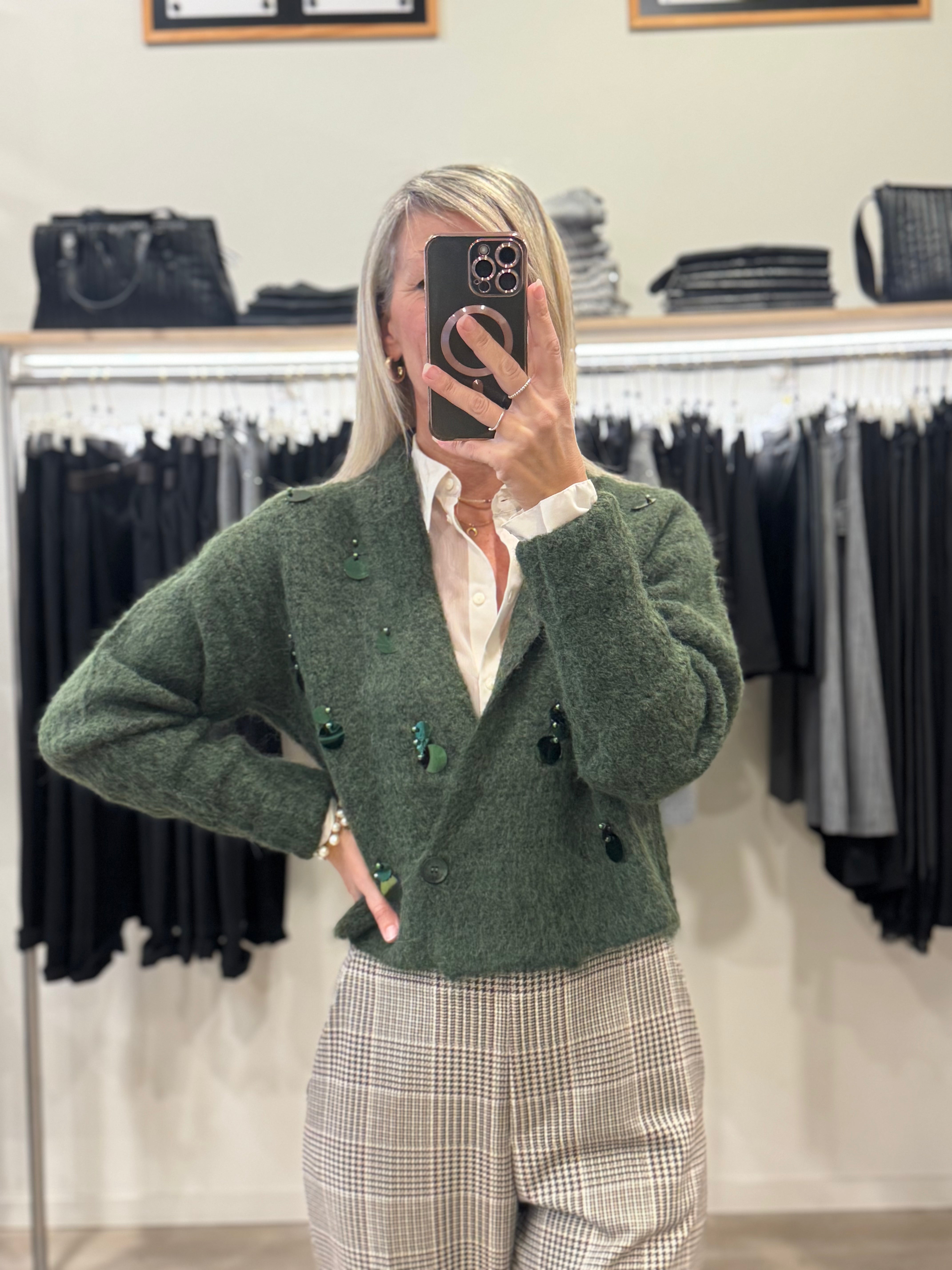 Cardigan lana maxi pillettes