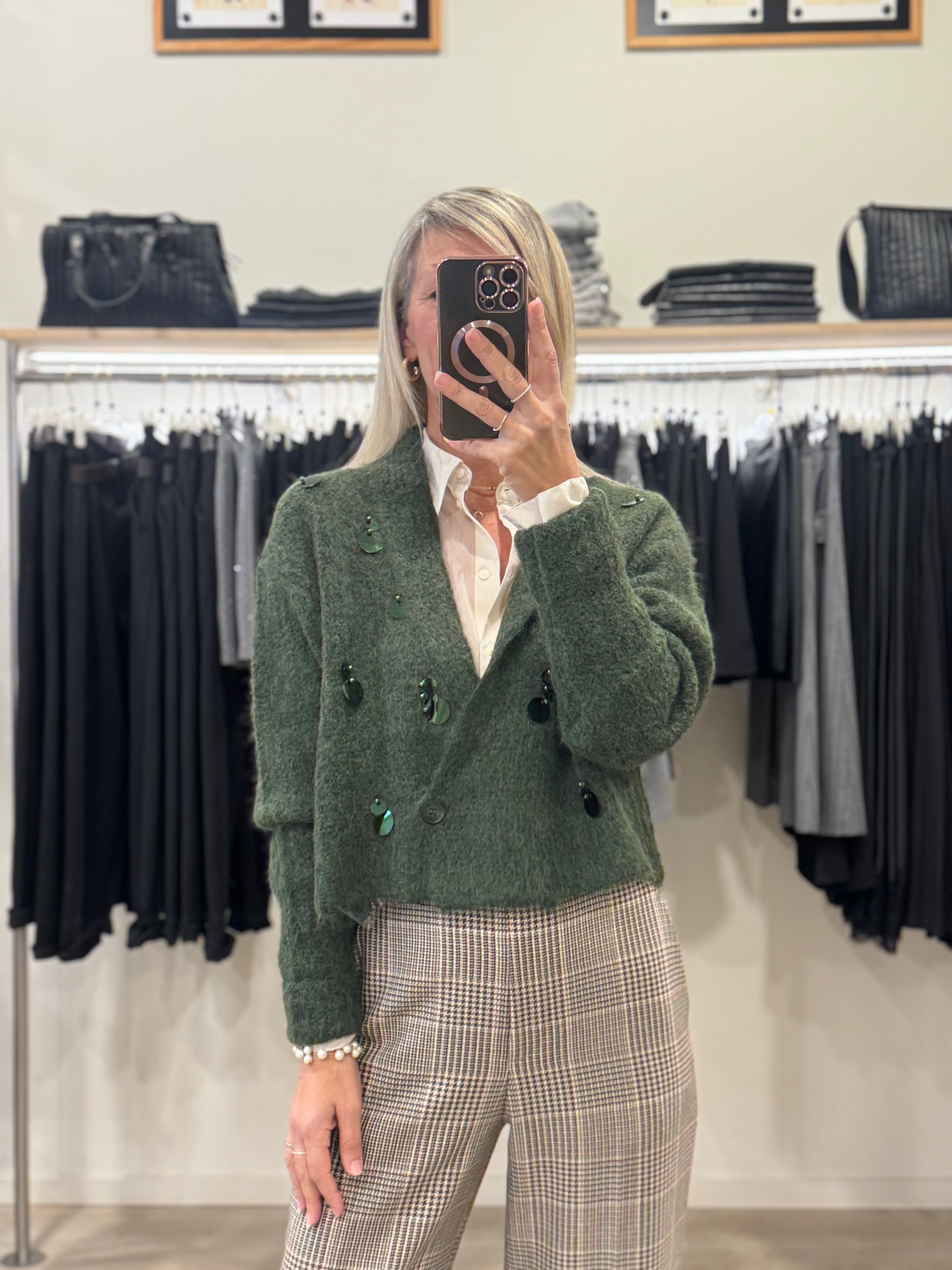 Cardigan lana maxi pillettes