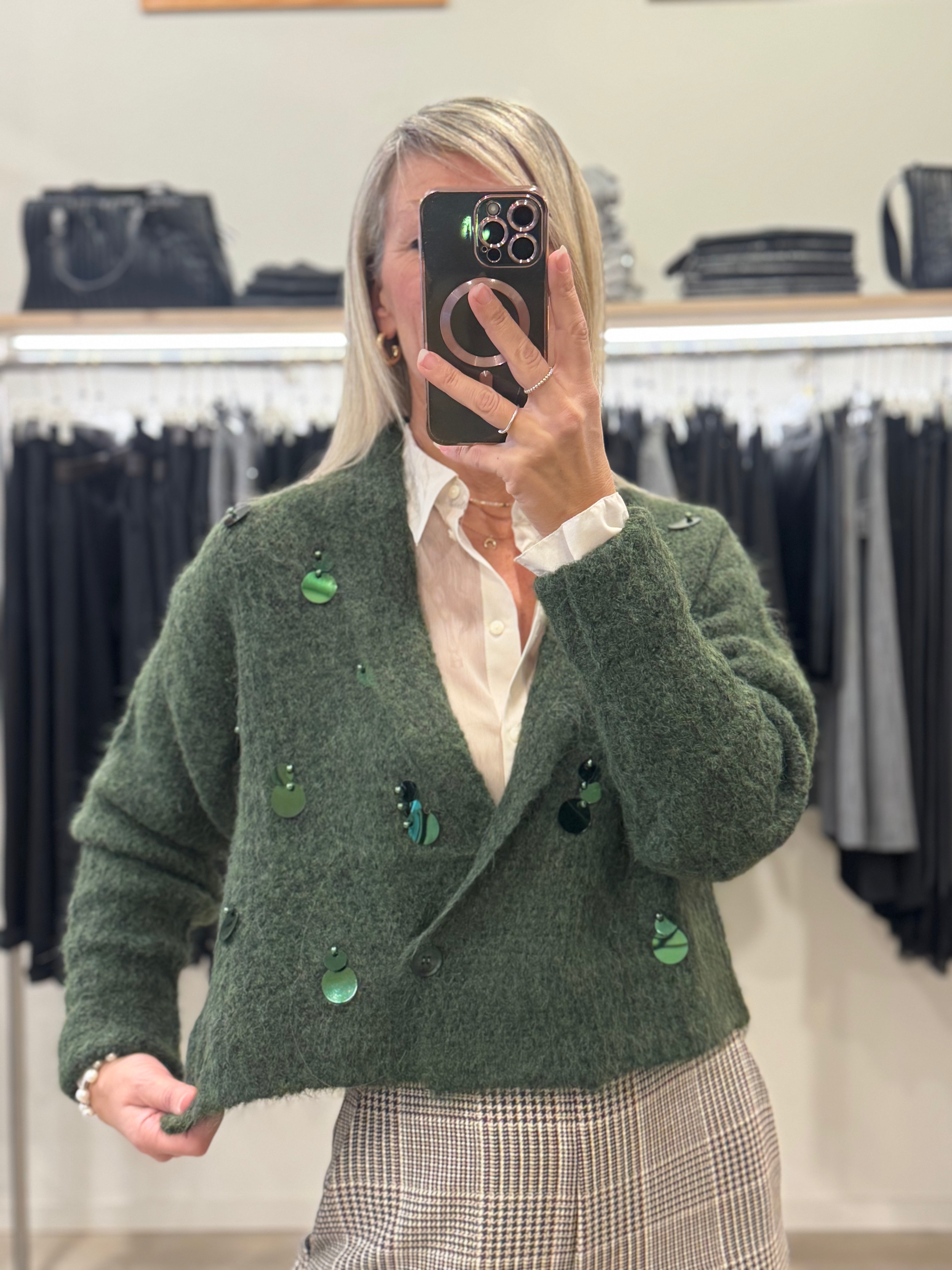 Cardigan lana maxi pillettes