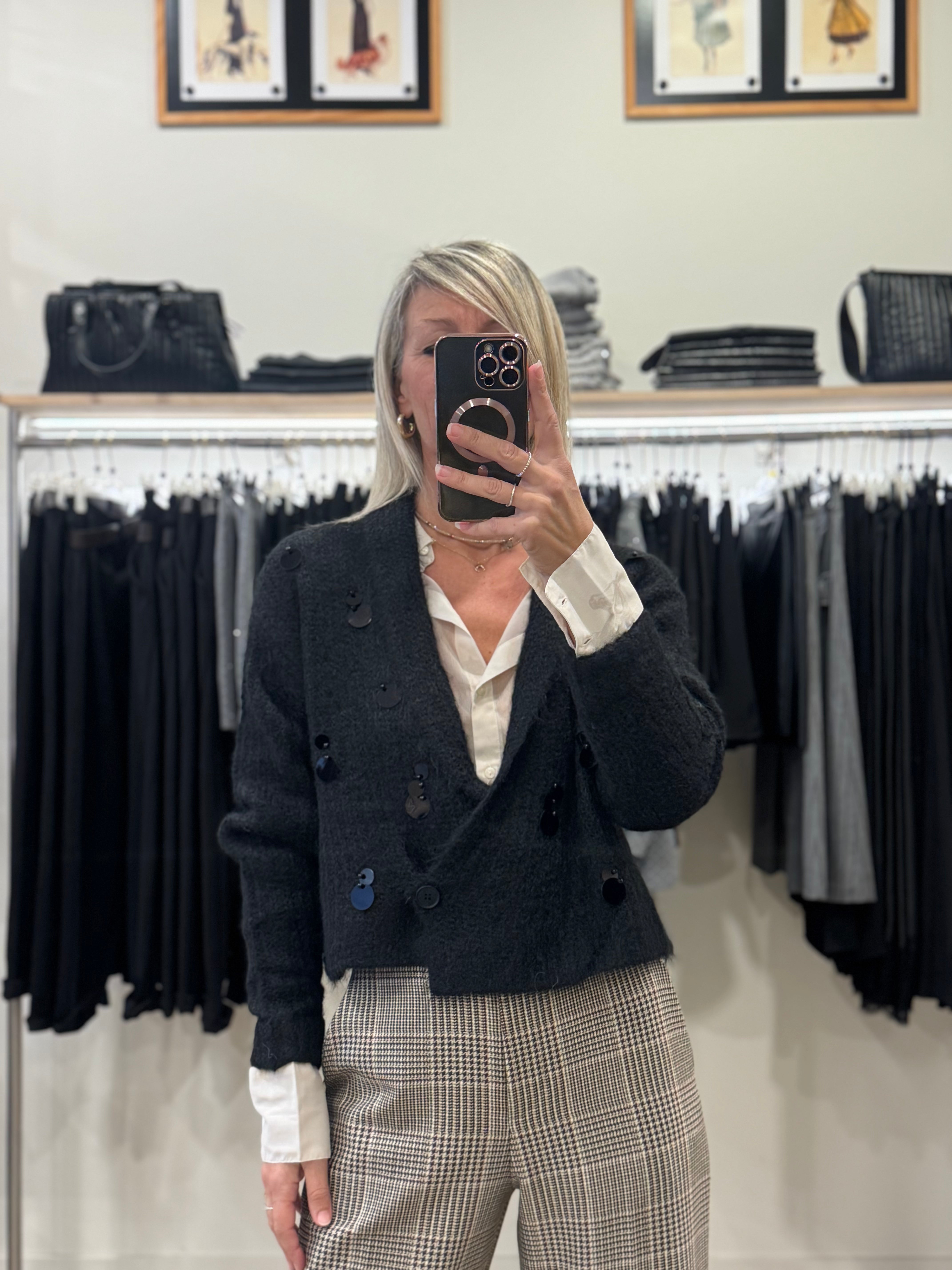 Cardigan lana maxi pillettes