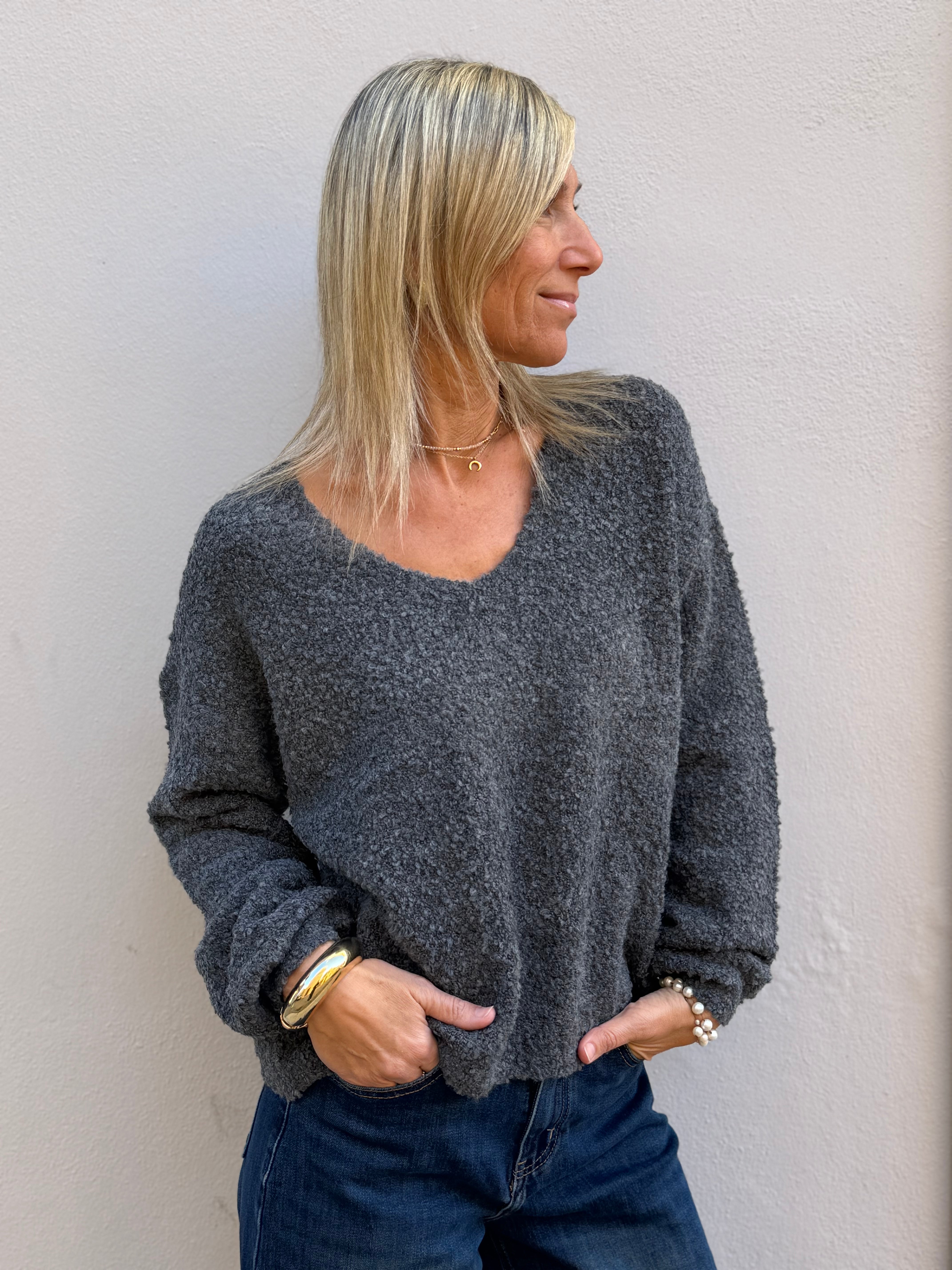 Maglia teddy scollo v