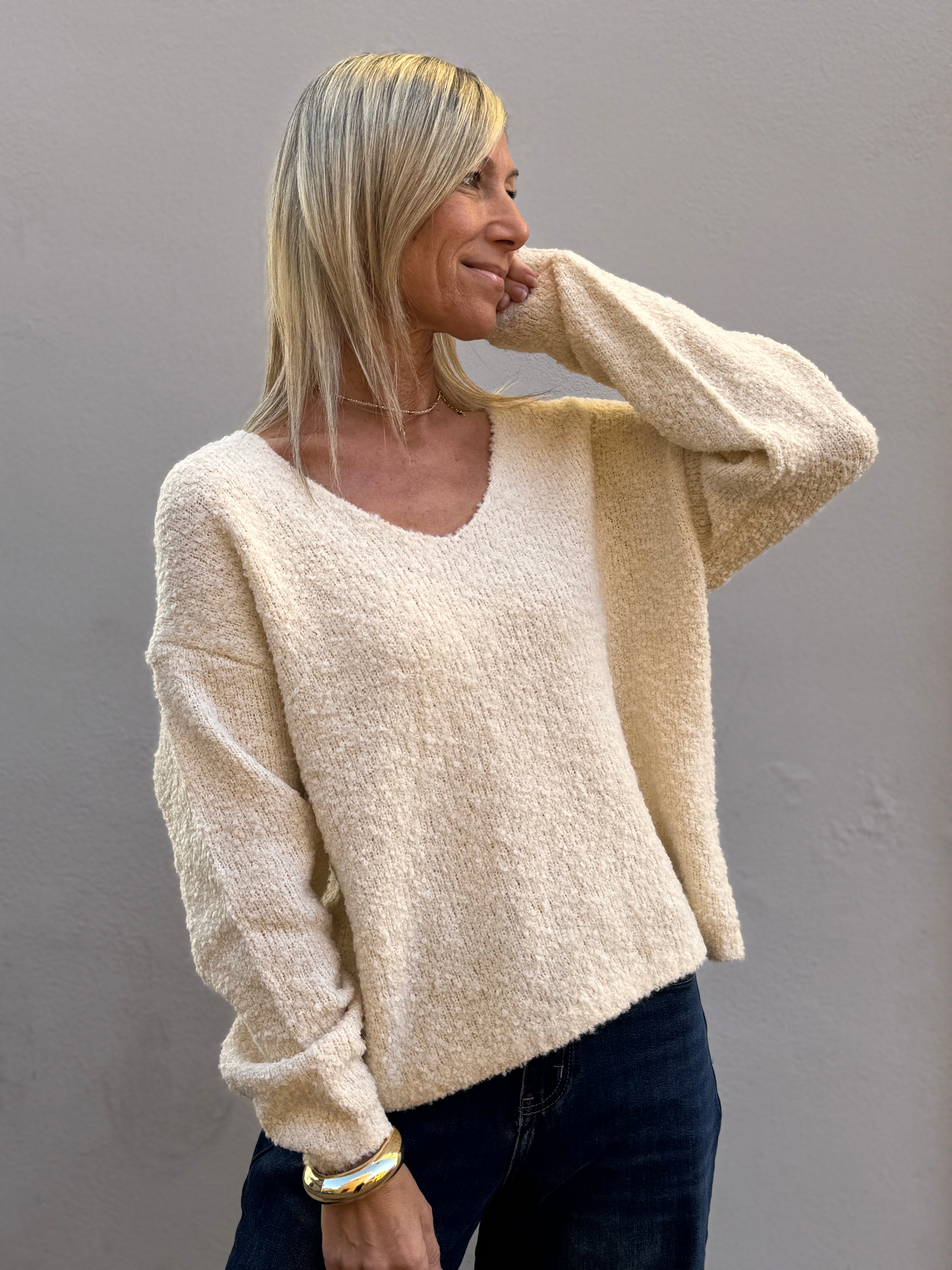 Maglia teddy scollo v