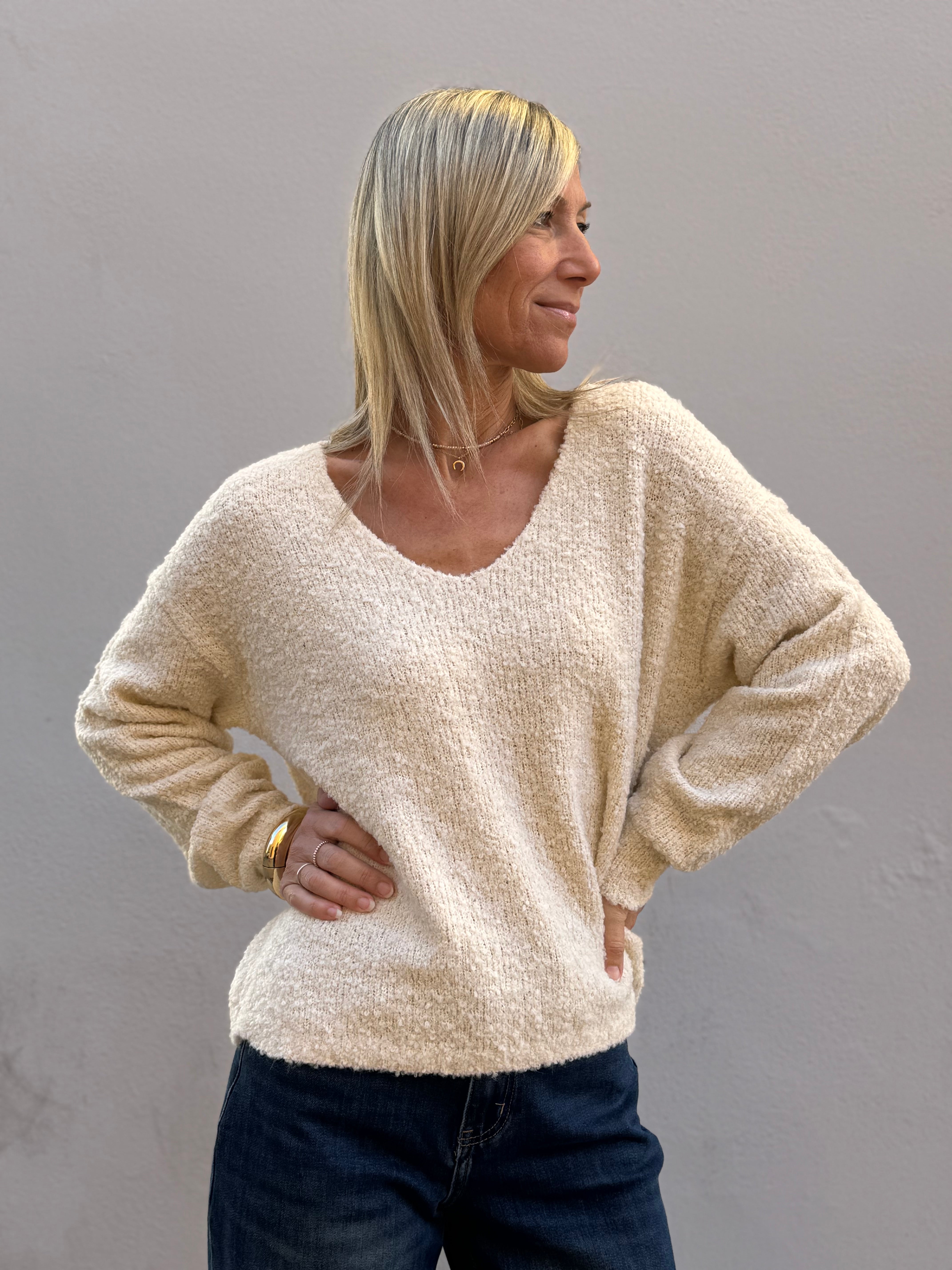 Maglia teddy scollo v