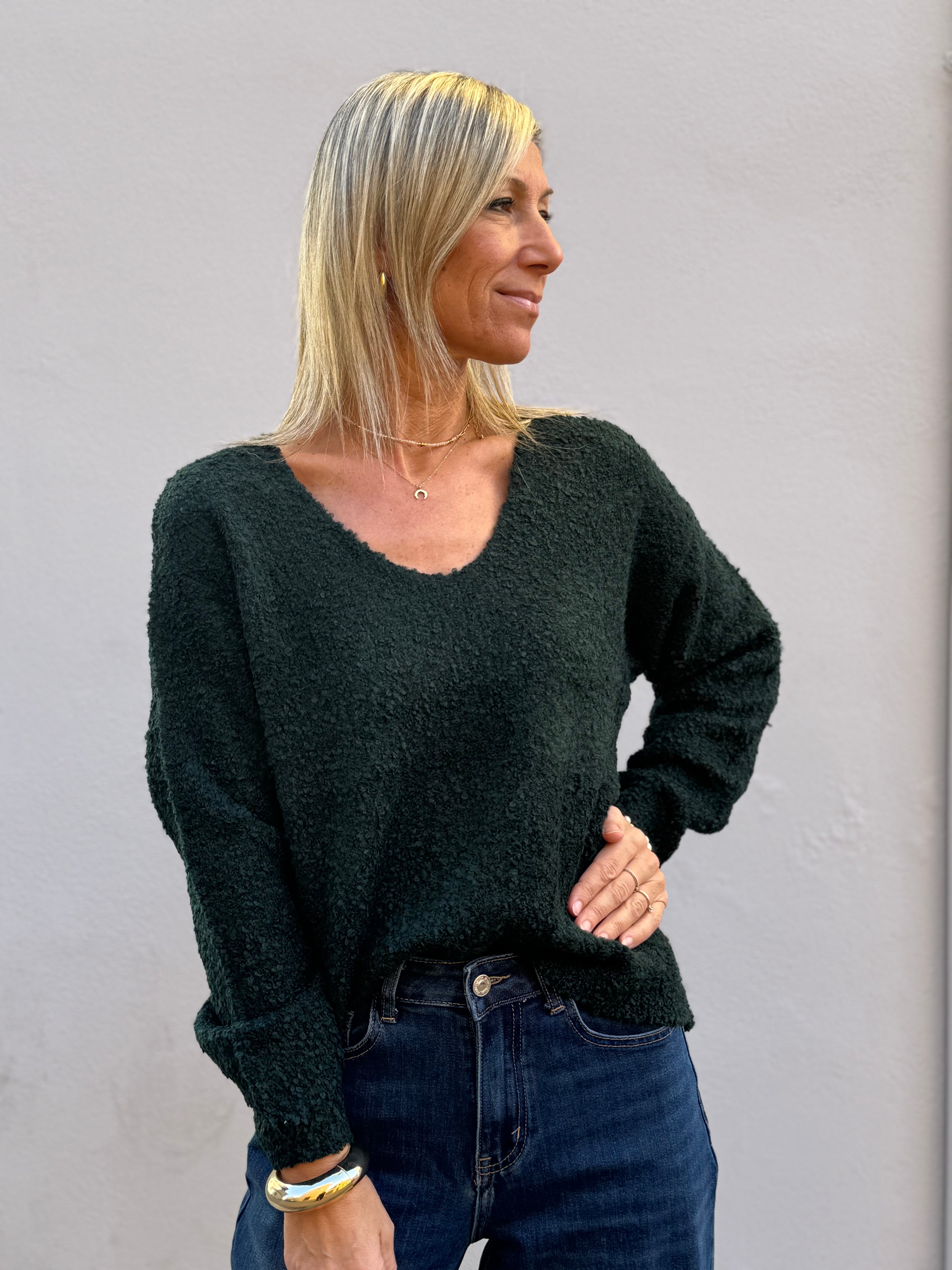 Maglia teddy scollo v