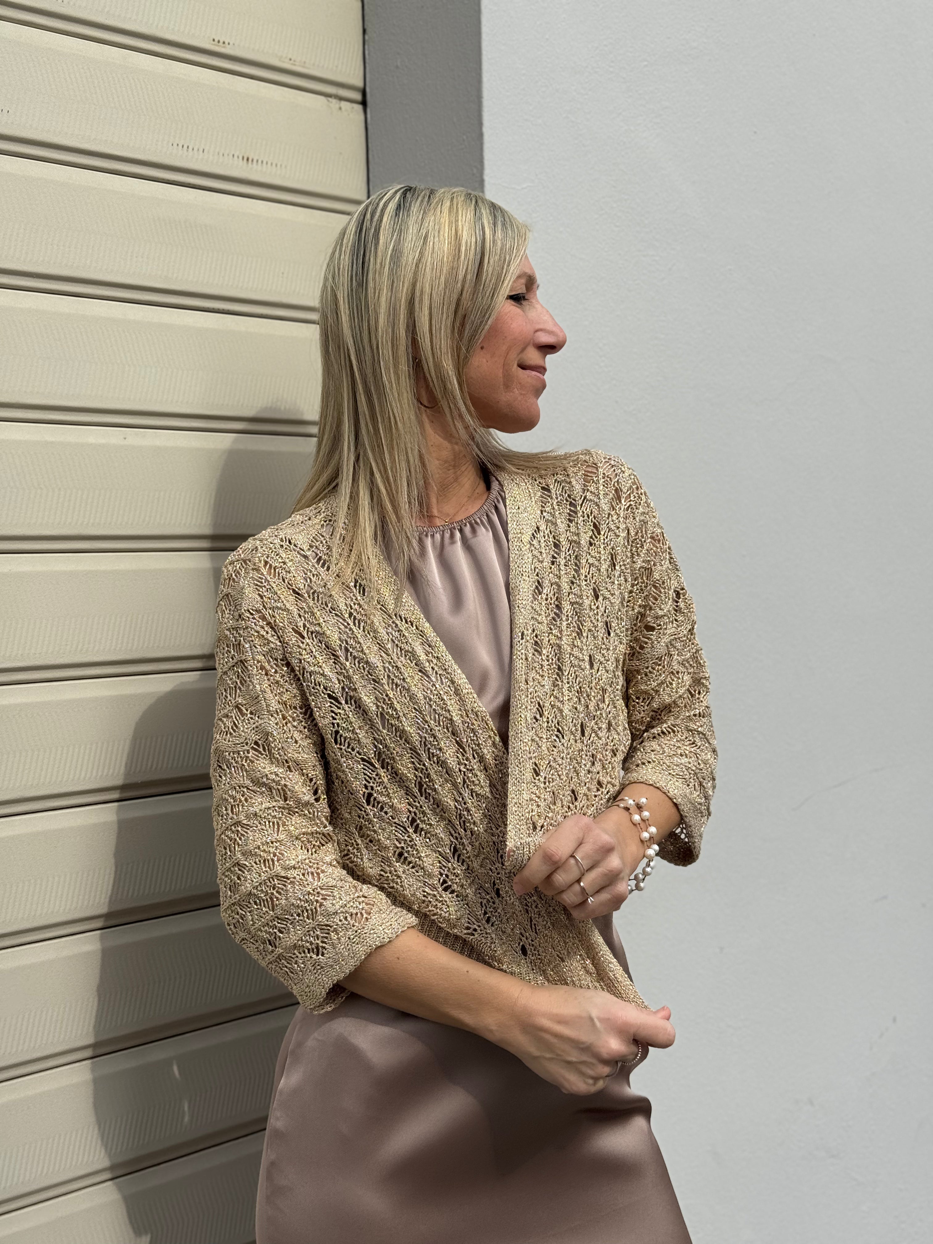 Cardigan traforato lurex kontatto