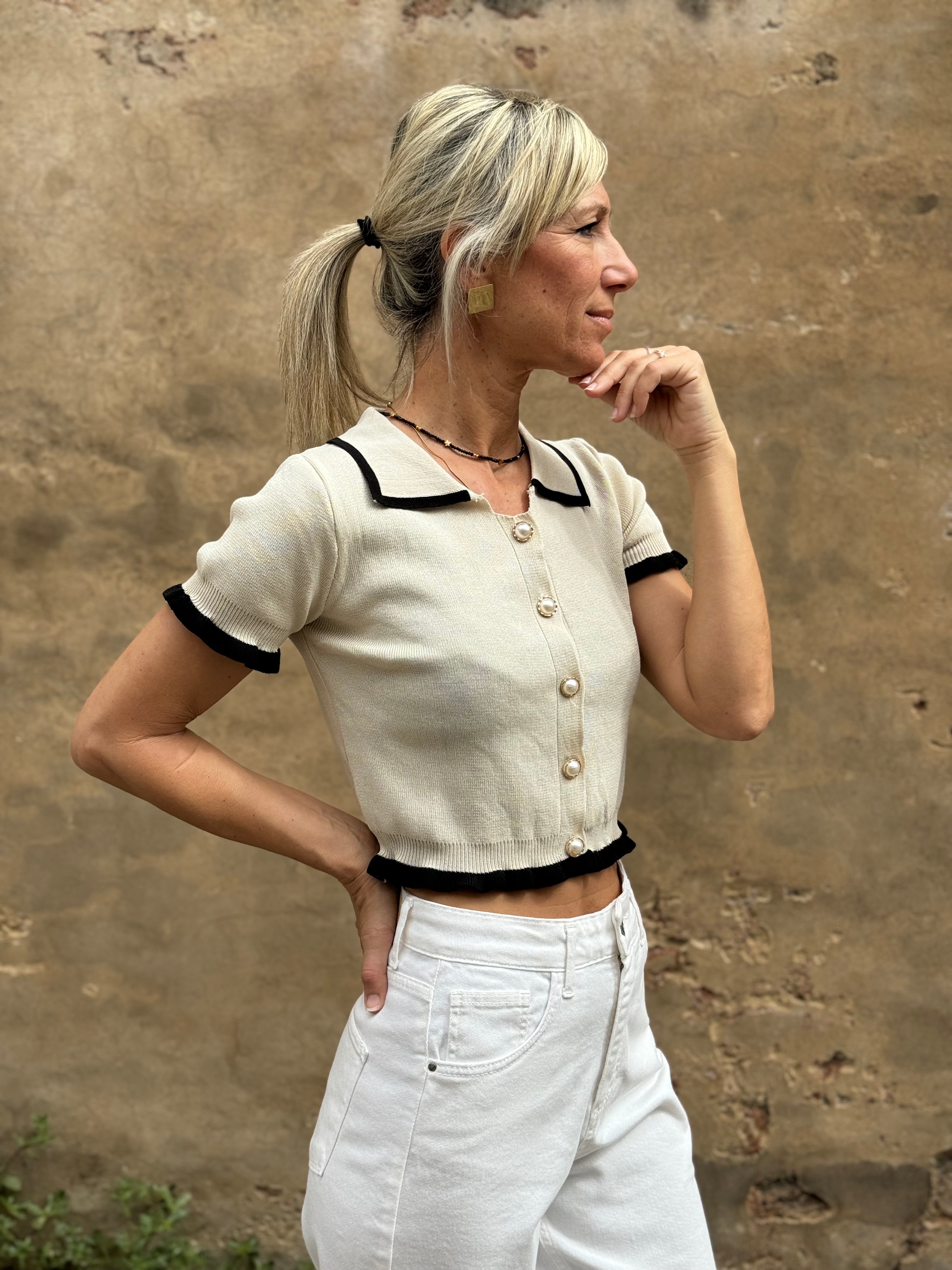 Maglia Polo Cropped