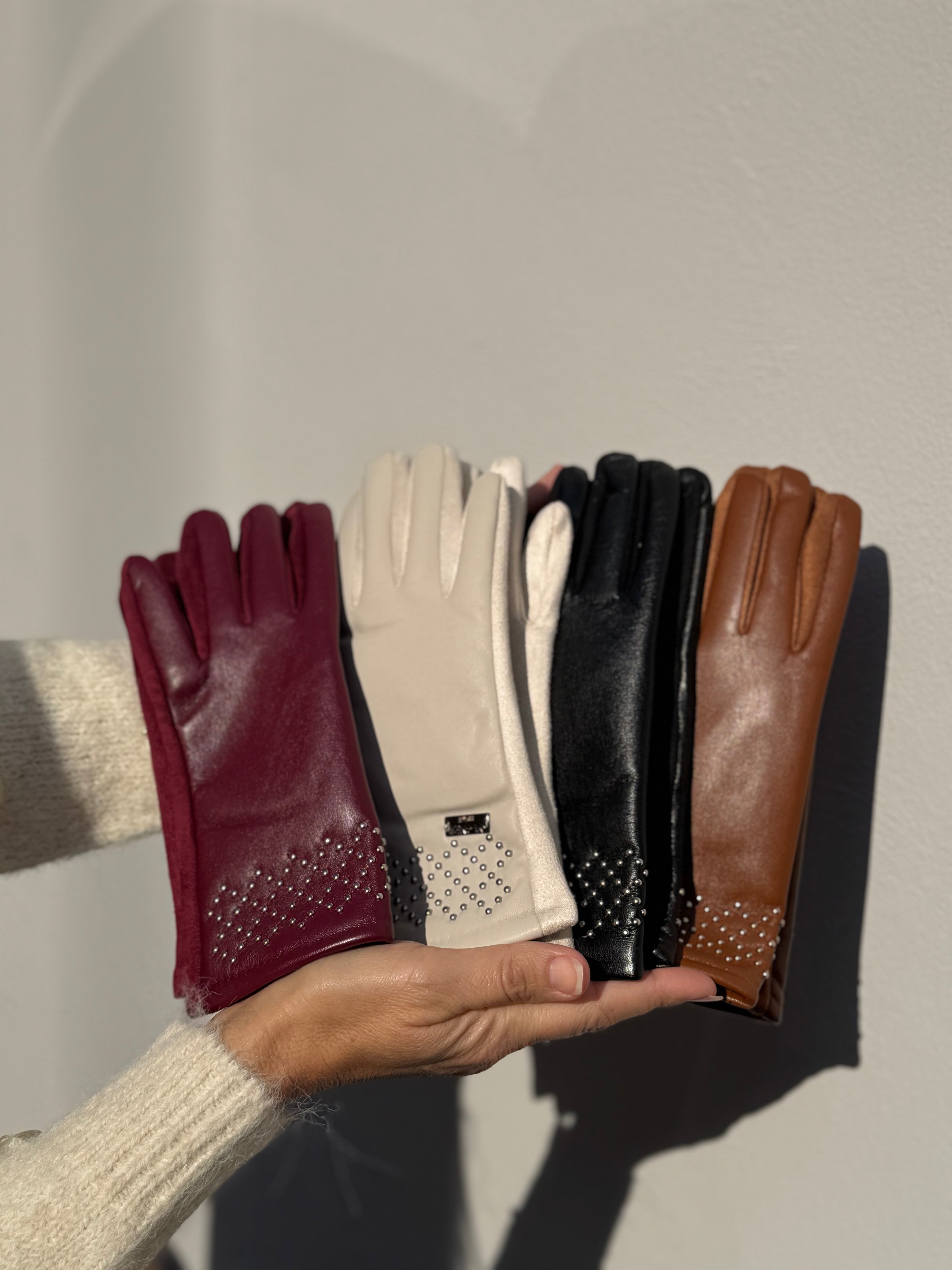 Guanti similpelle borchiette mimì
