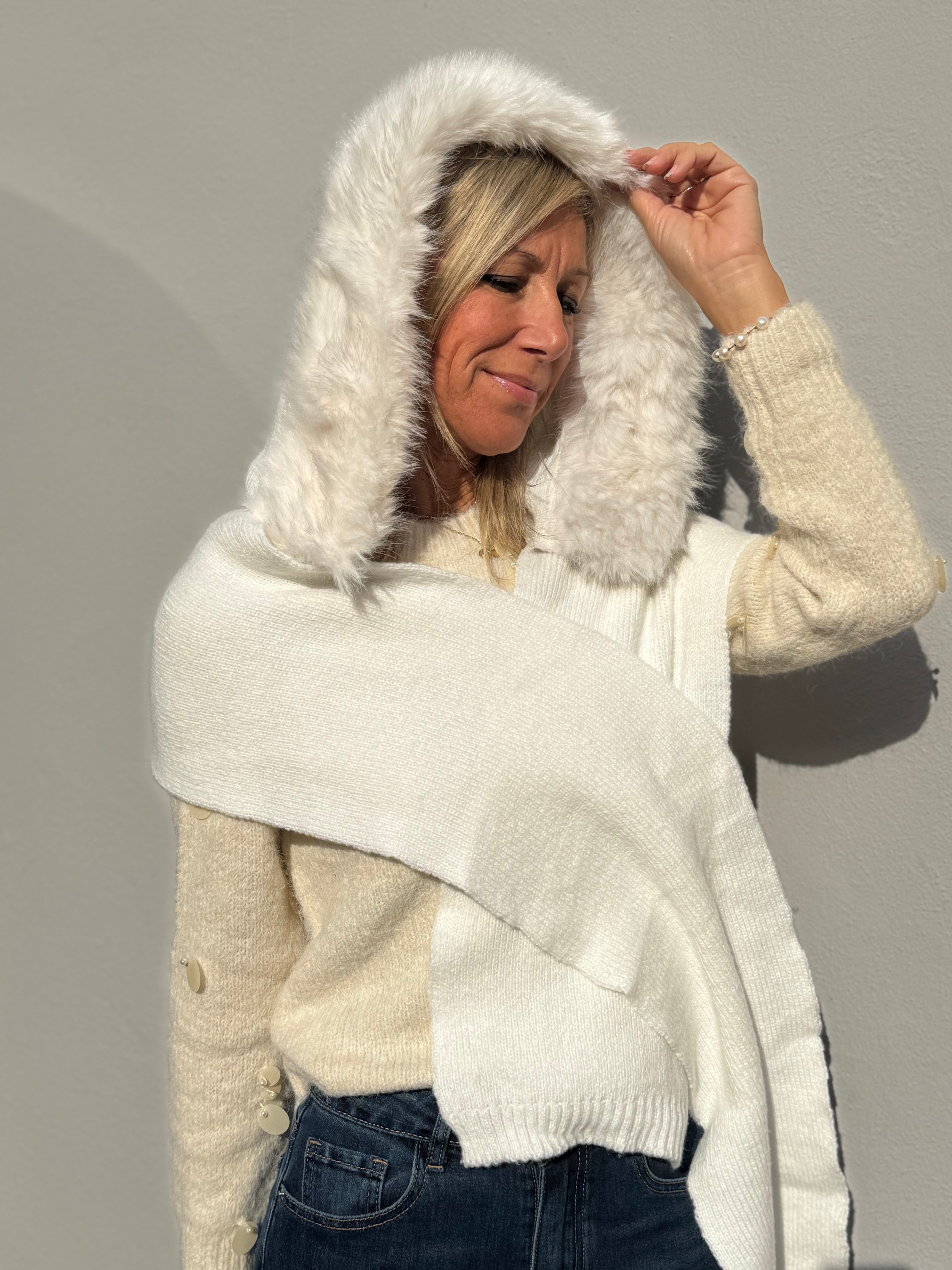 Sciarpa cappuccio ecopelliccia