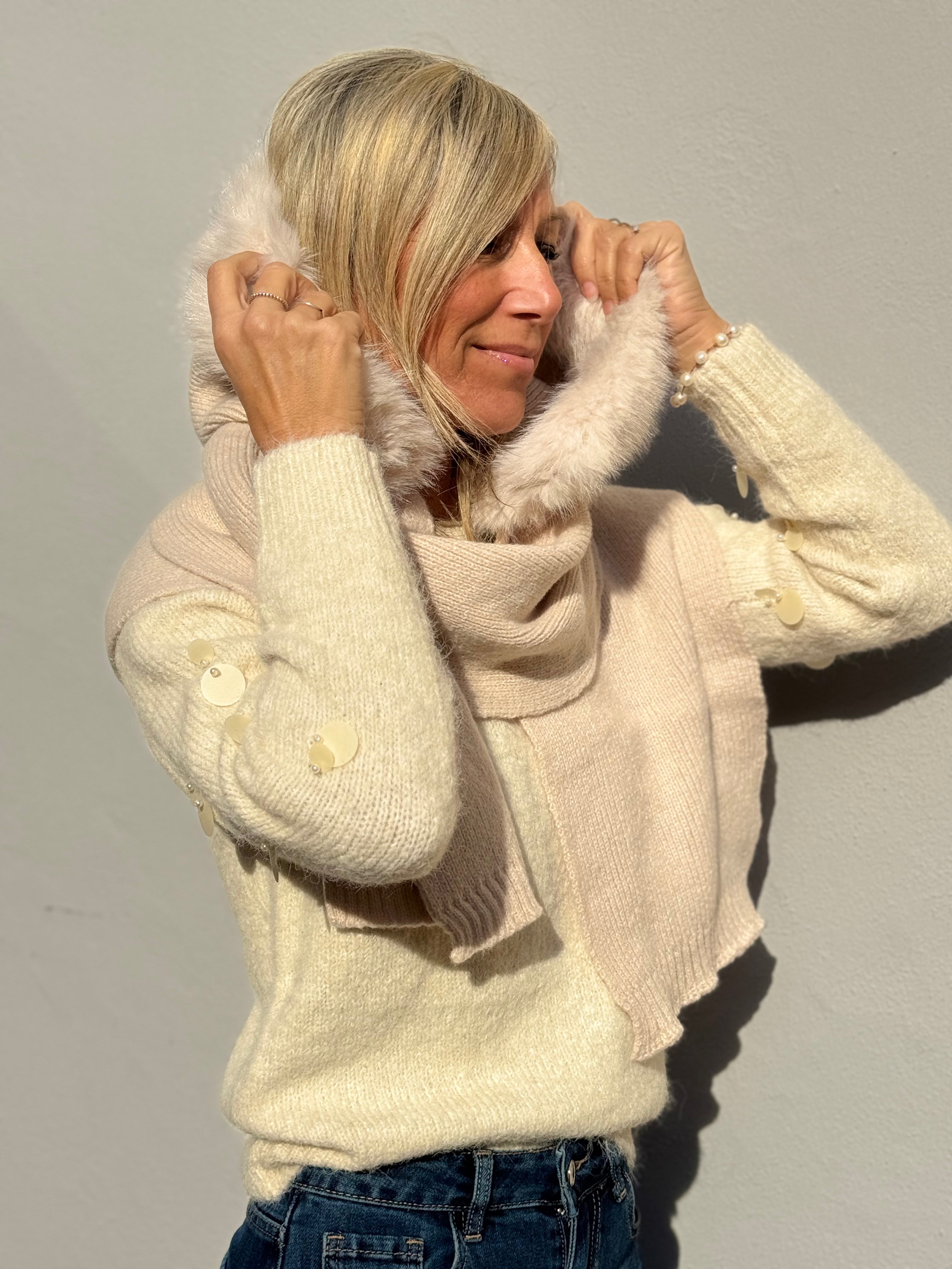 Sciarpa cappuccio ecopelliccia