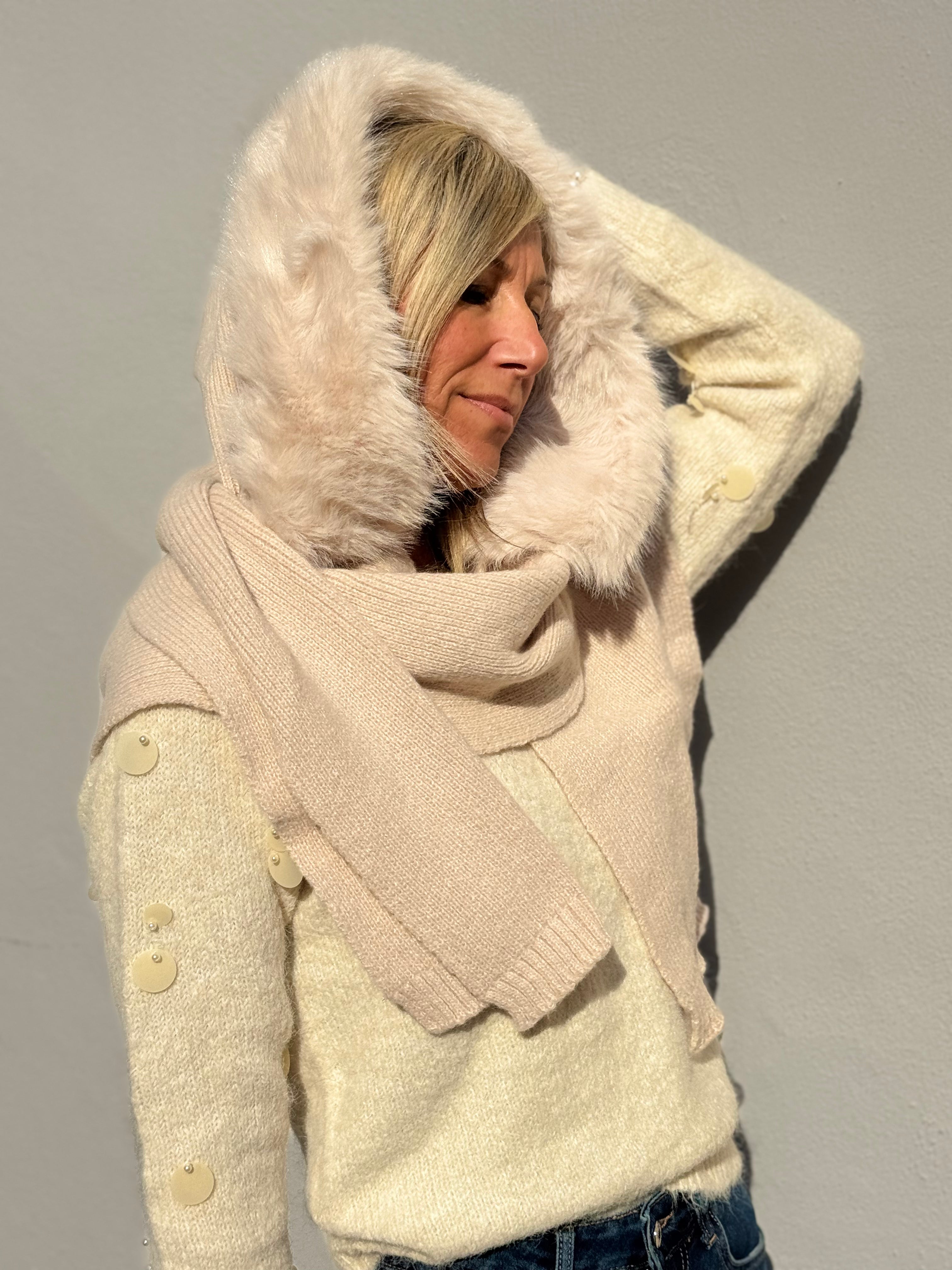 Sciarpa cappuccio ecopelliccia