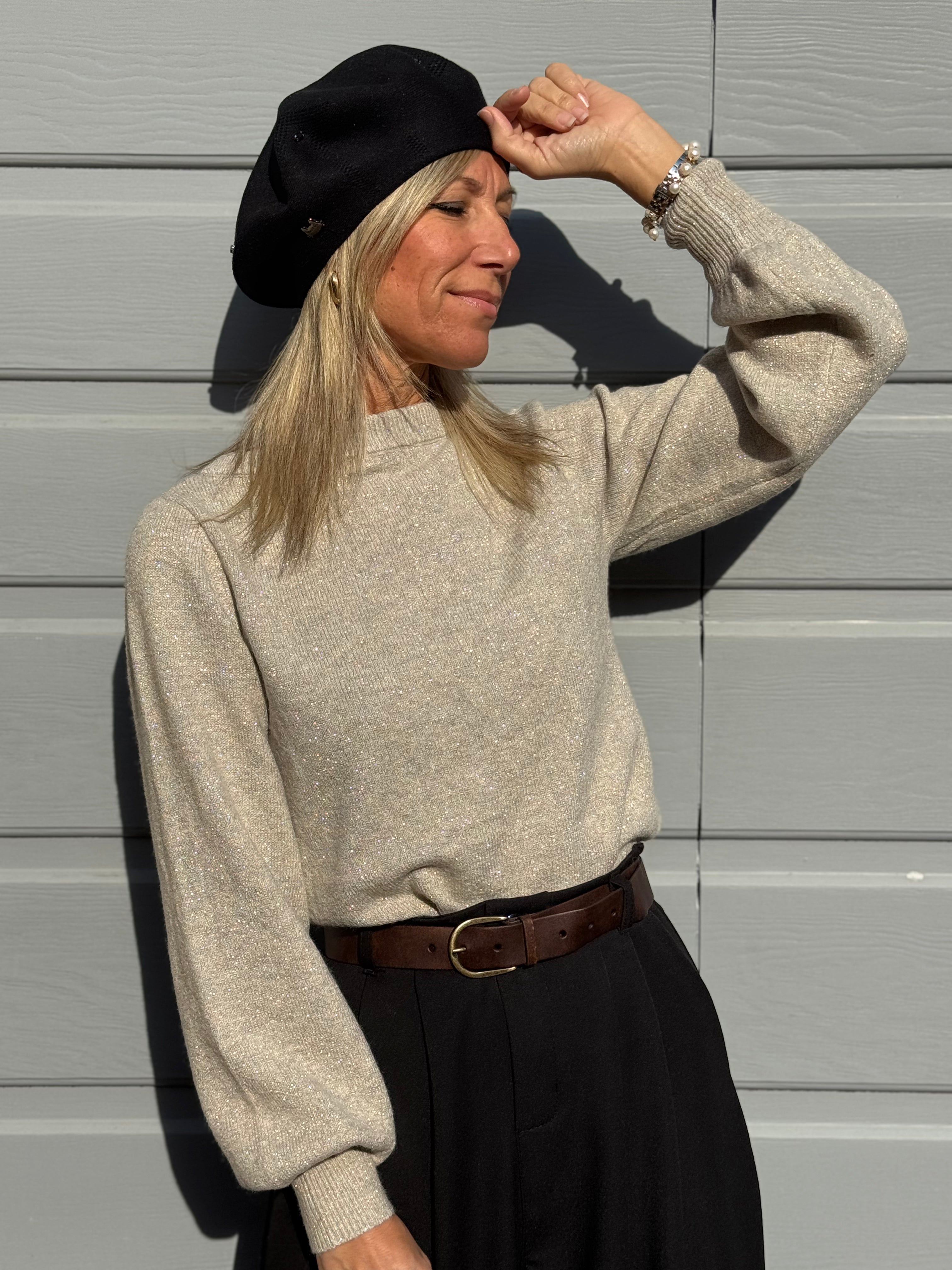 Maglia glitter manica palloncino