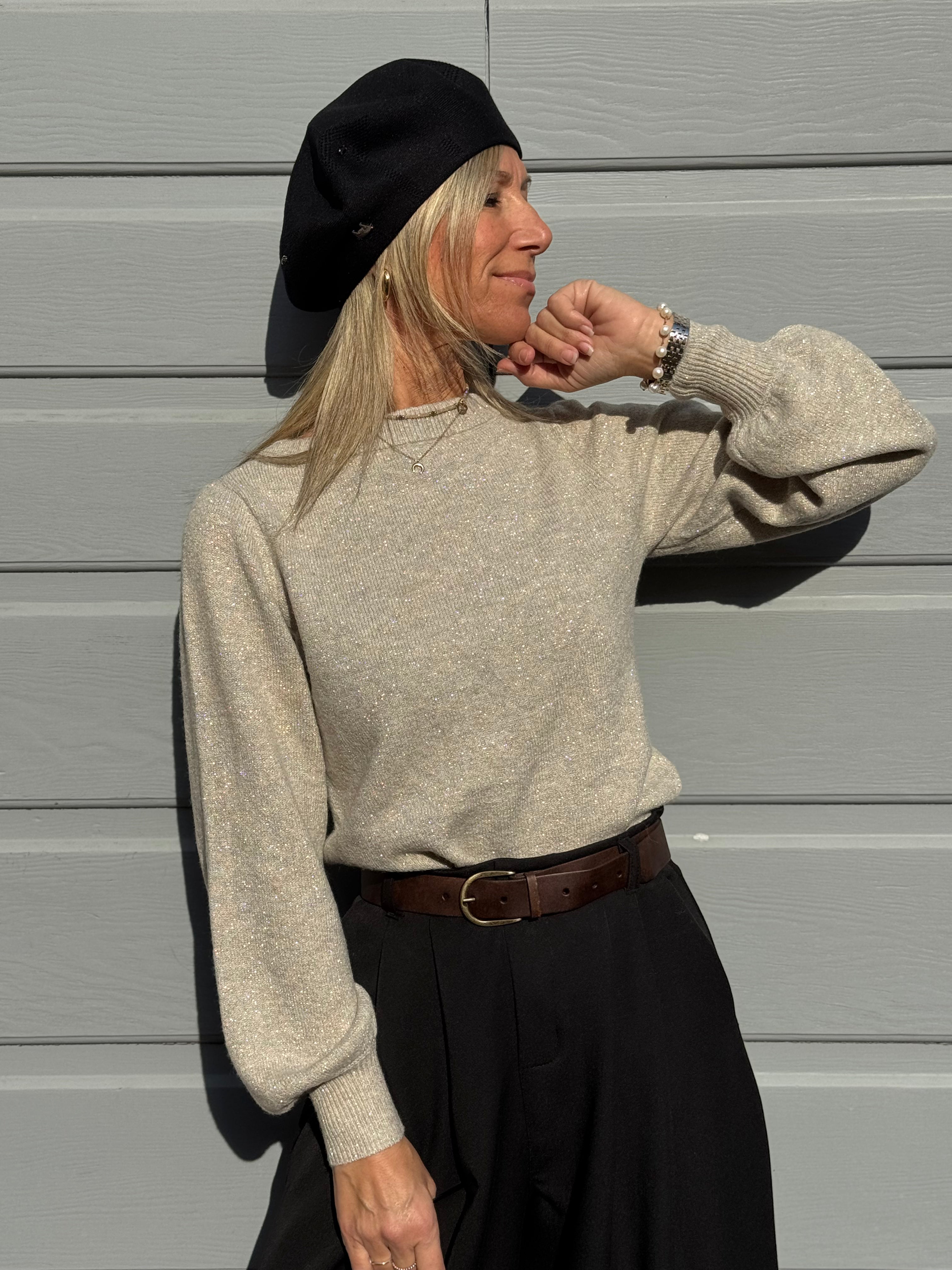 Maglia glitter manica palloncino