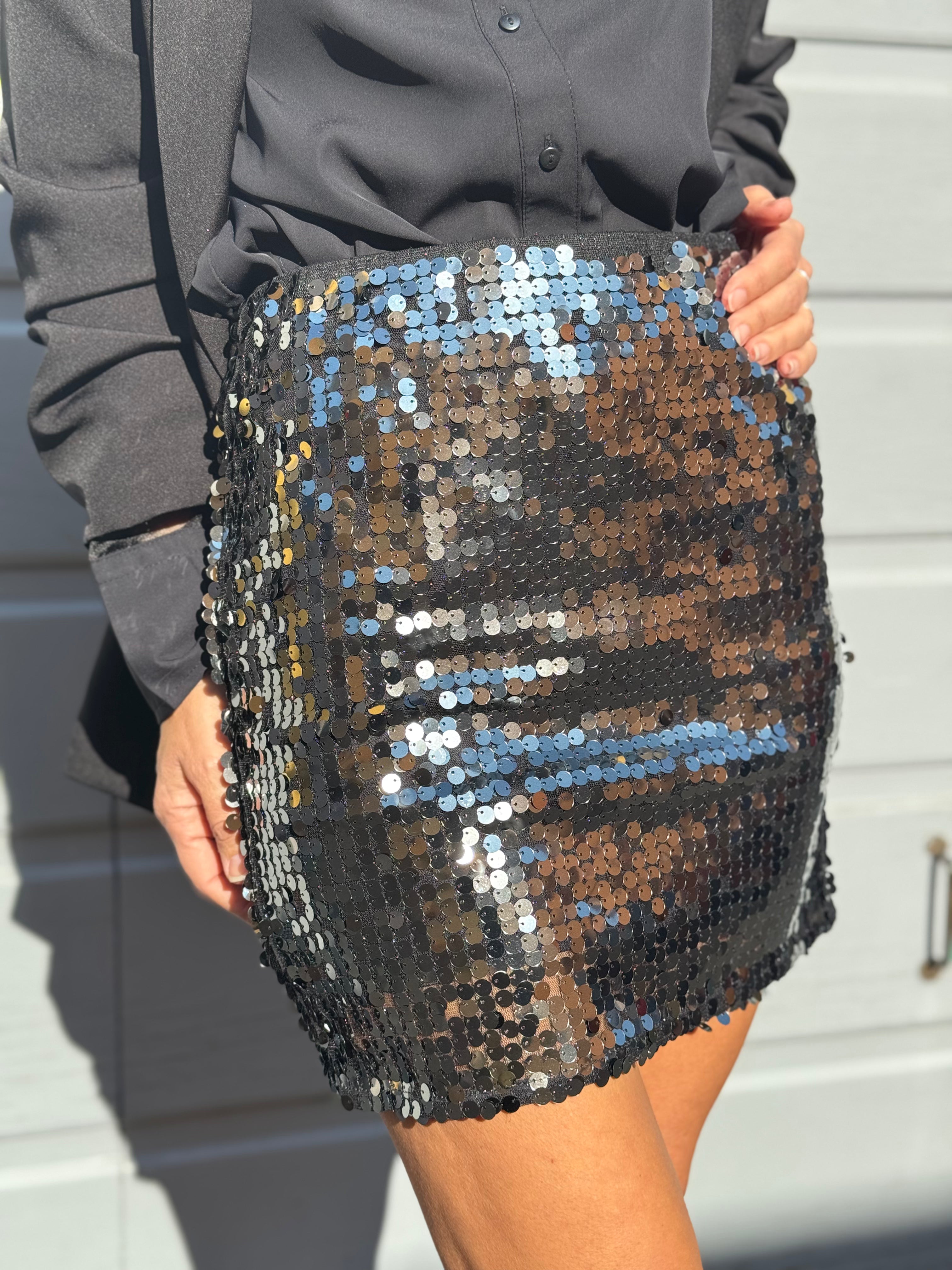 Gonna paillettes argento jdy