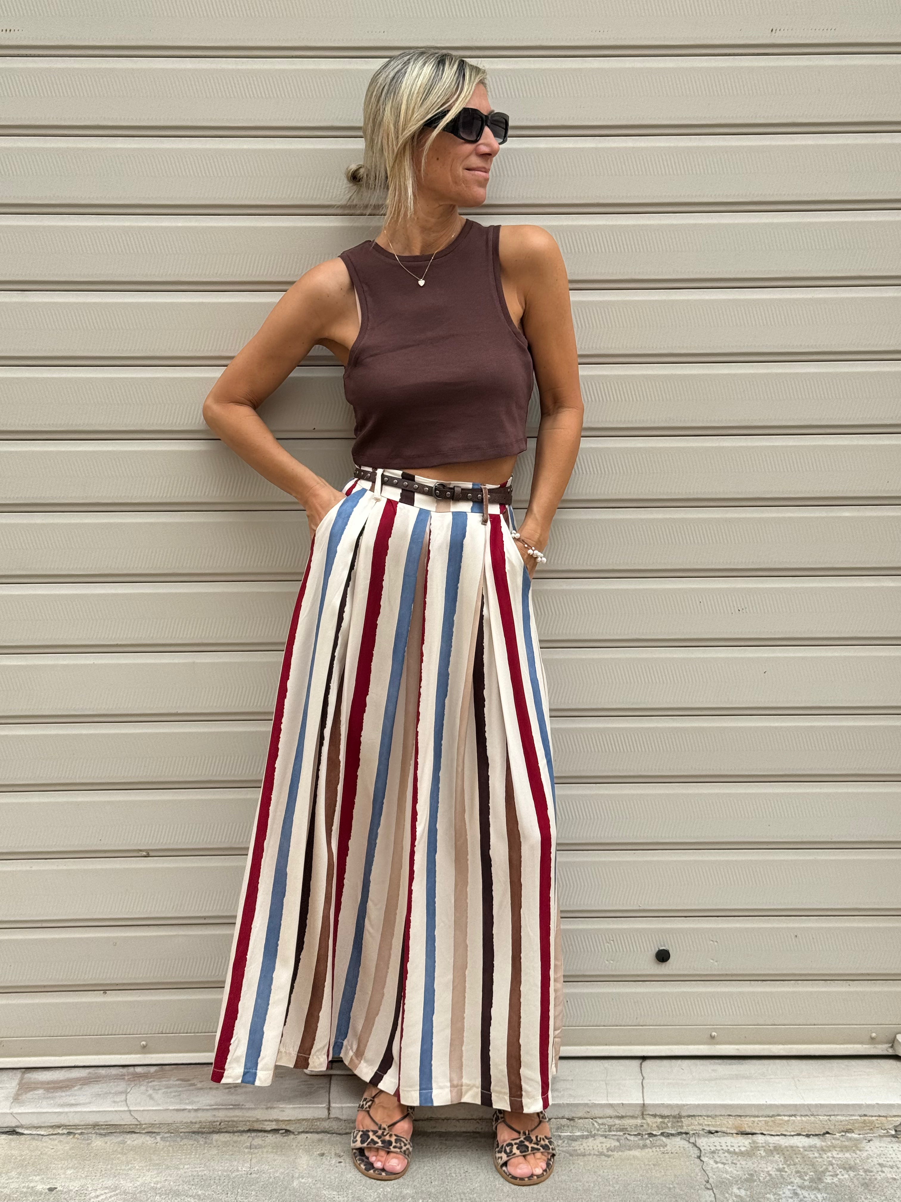 Gonna pantalone righe adora