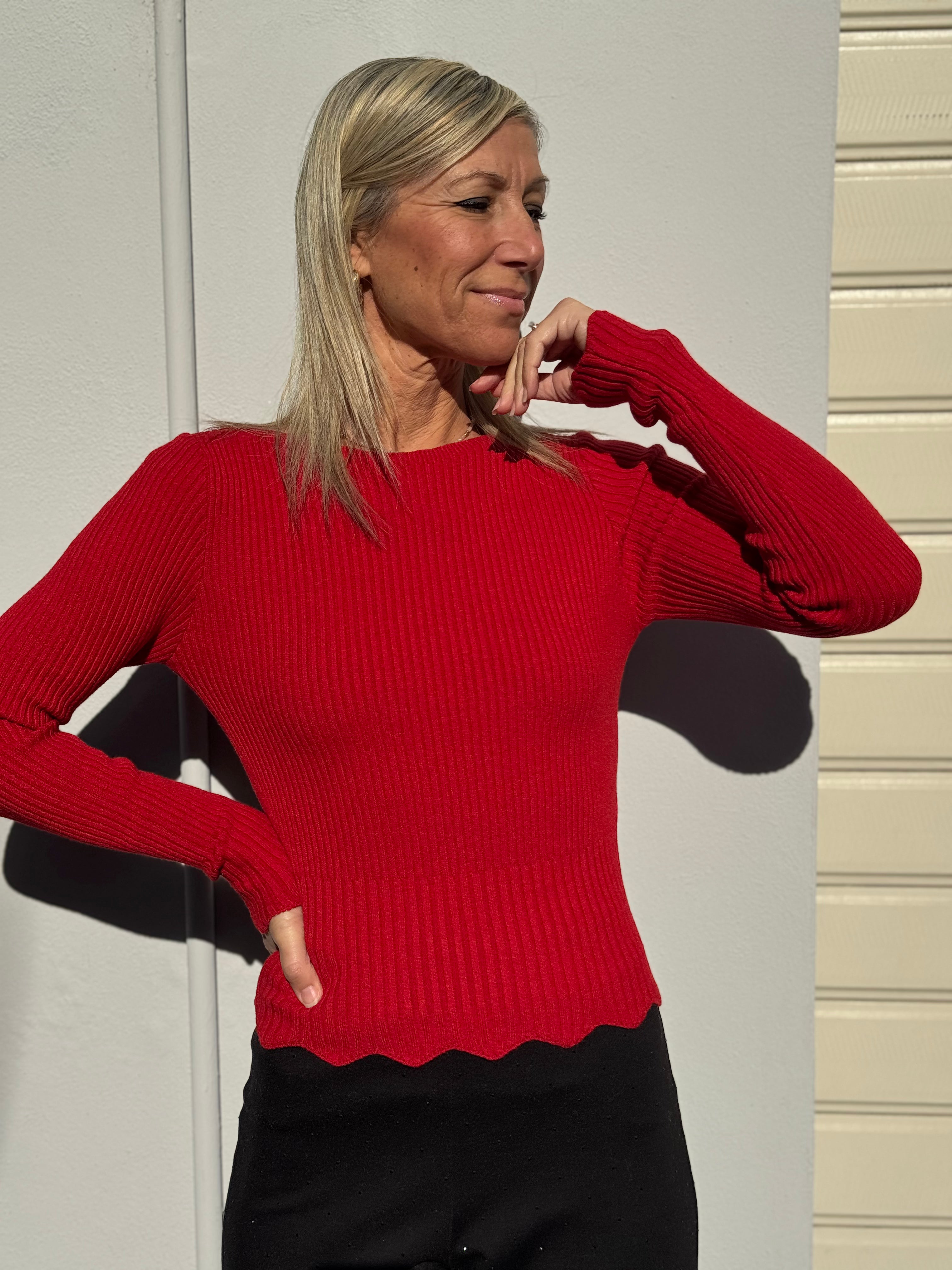 Maglia costine merletto