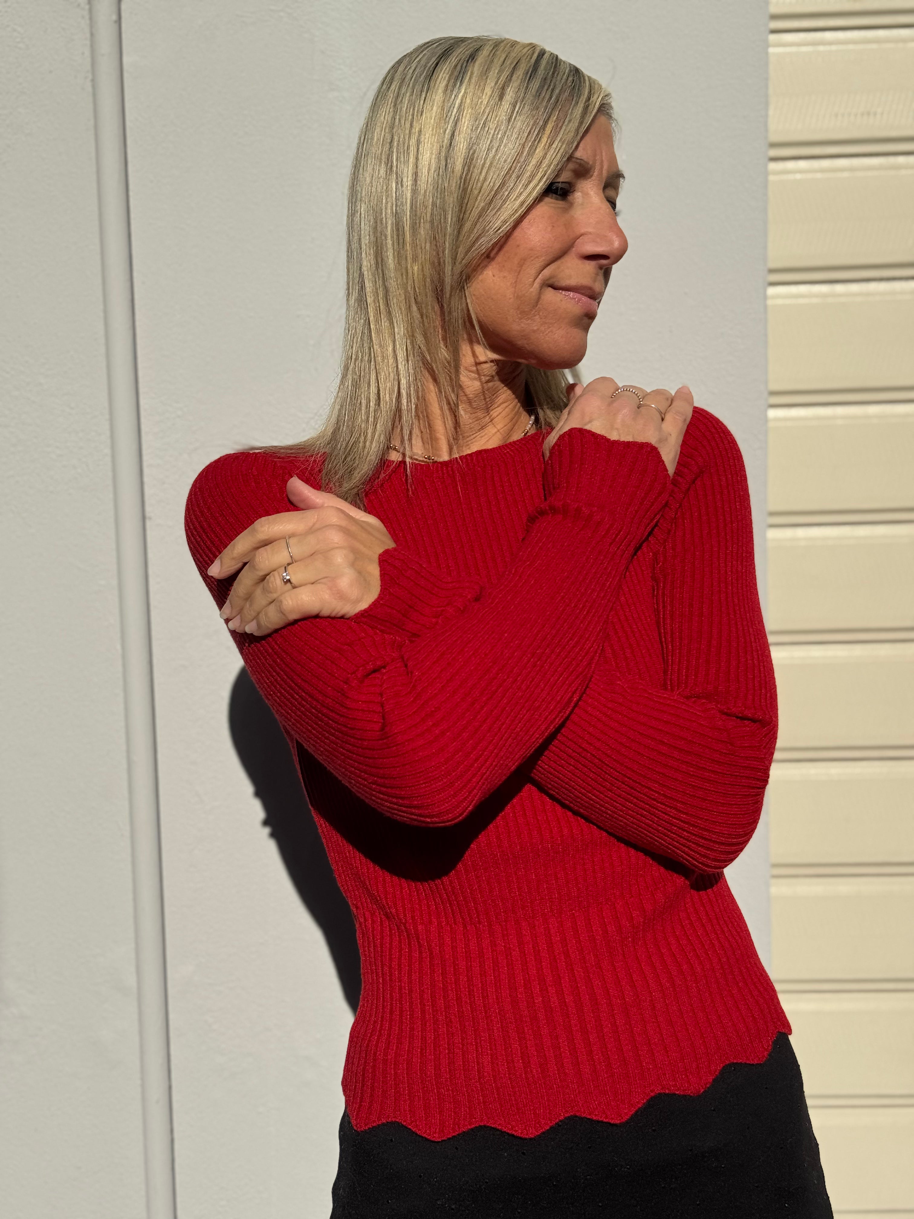 Maglia costine merletto