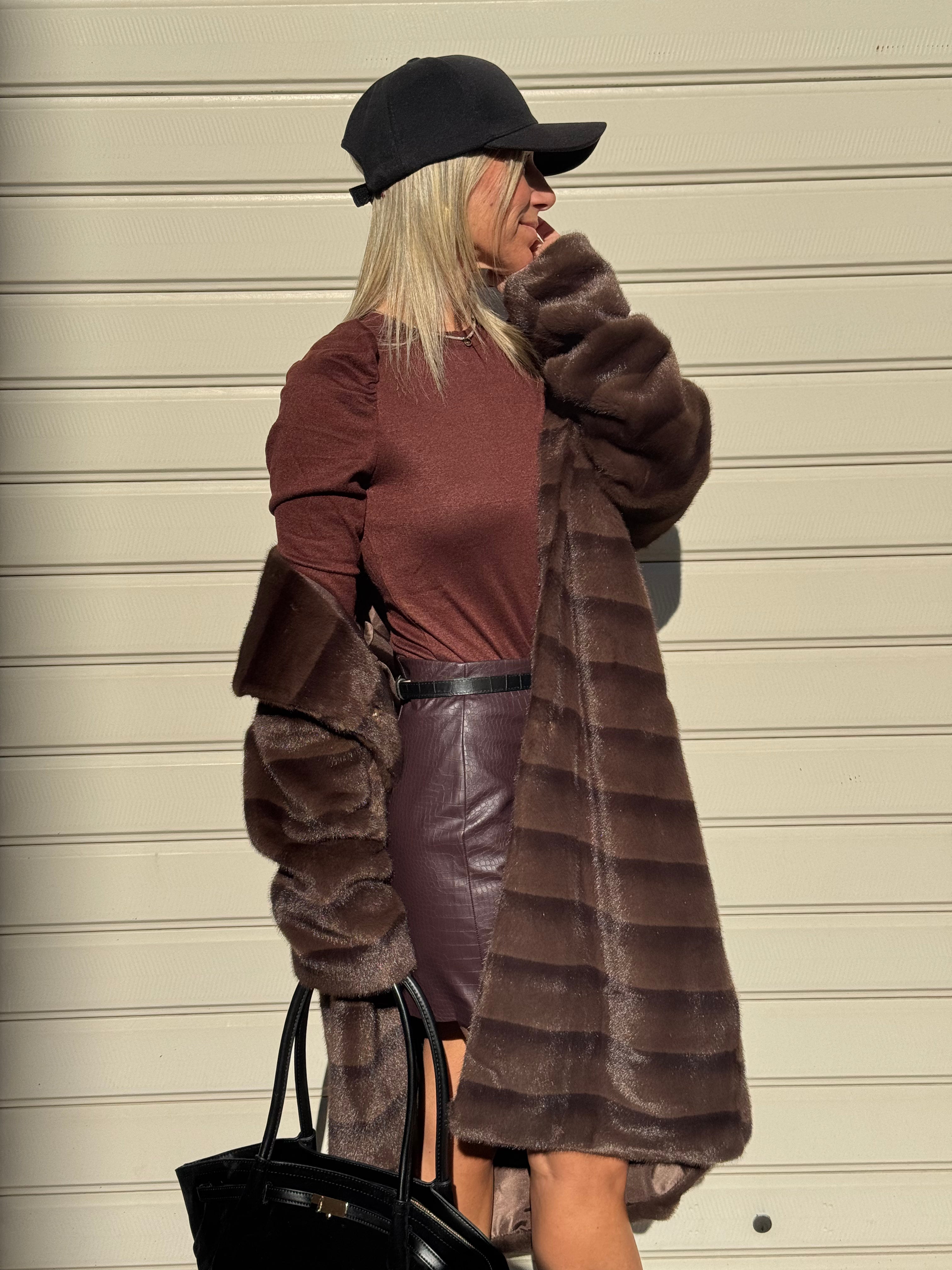 Ecopelliccia midi con fusciacca