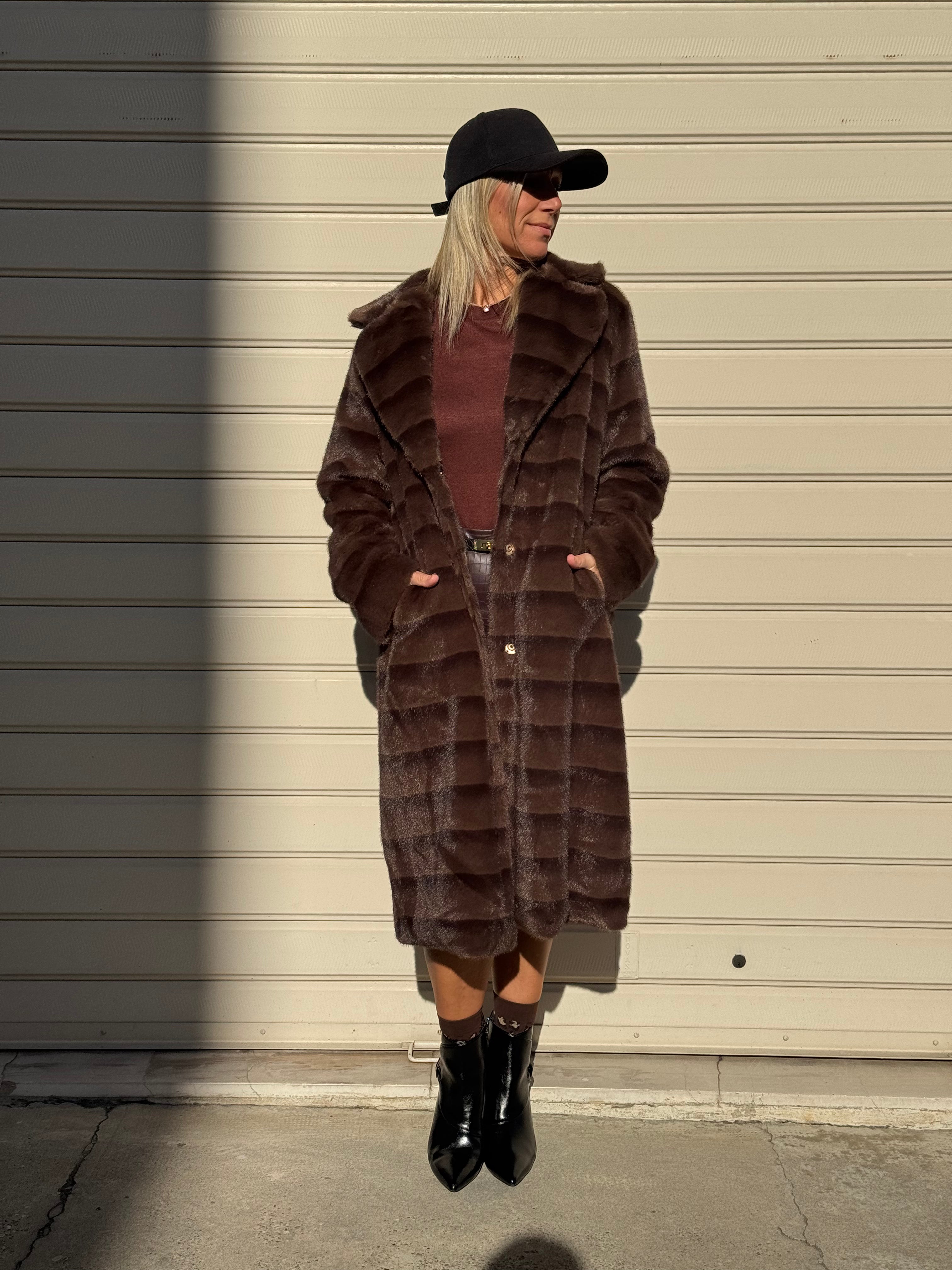 Ecopelliccia midi con fusciacca